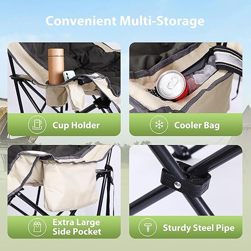 Miniatura 5 de Nice C Silla de campamento acolchada, sillas de campamento de gran tamaño, sillas plegables acolchadas gruesas de gran tamaño, silla deportiva al