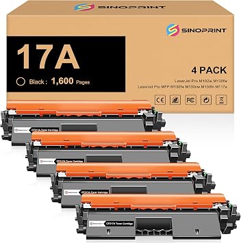 17A Compatible Replacement for HP 17A CF217A Black Toner Cartridge Use with LaserJet Pro M102w Toner M130fw, Pro MFP M130fw M130nw M130fn M130a Printer, 4 Packs Black with Chip