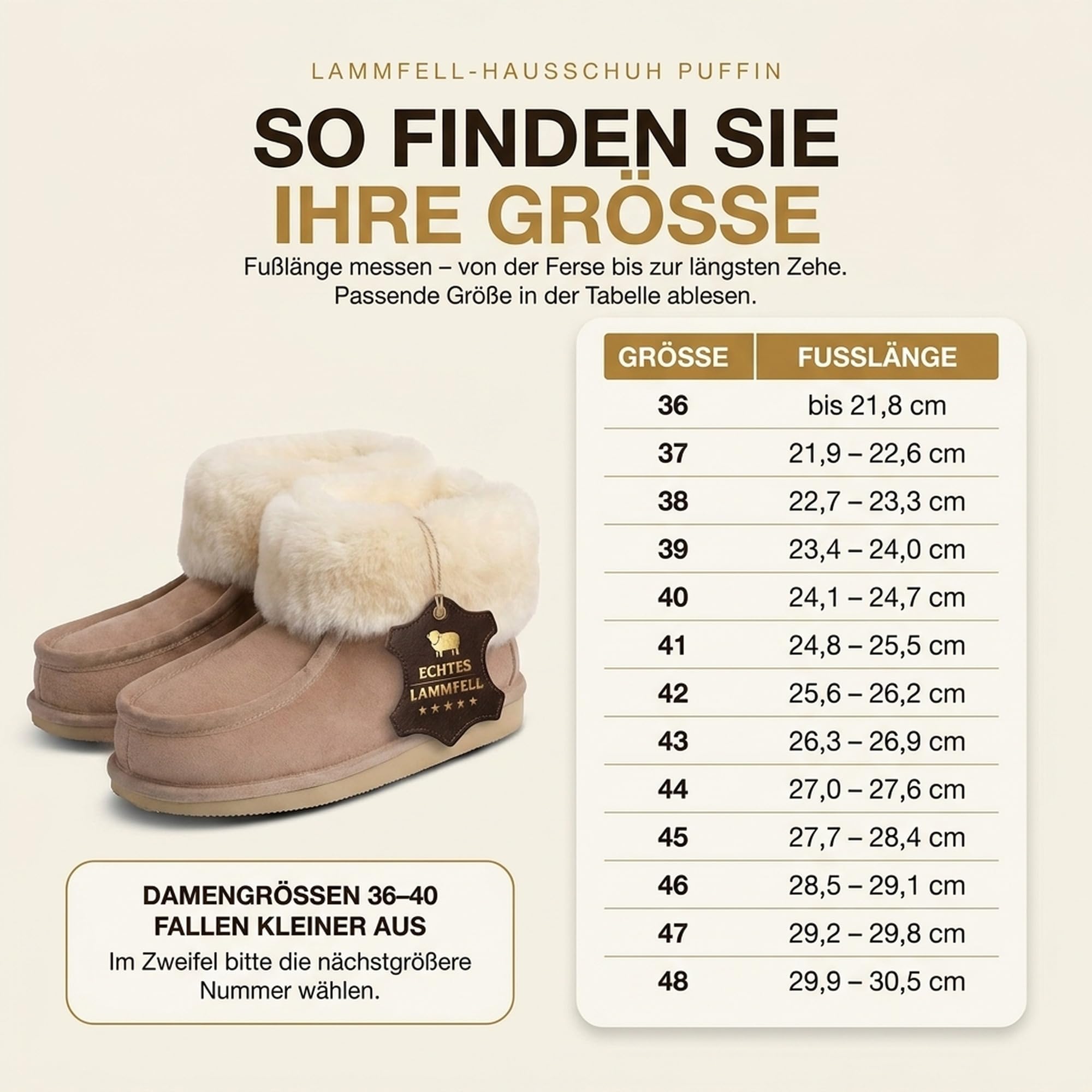 Rohn Moden Lammfell Hausschuhe für Damen und Herren – Puffin – Warme Hausschuhe mit Schaffell & rutschfester EVA-Sohle – Winter Pantoffeln für zuhause – Slipper gefüttert - Braun