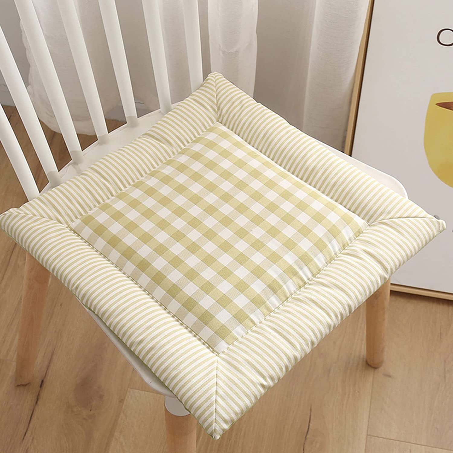 Cuscini per sedie Cuscino per Seduta, Cuscino for Sedia Quadrato 40x40 cm, Spessore 3 cm, con Lacci, for Uso Interno ed Esterno, Multicolore(Yellow)