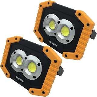 LED Work Light Portable Waterproof LED Flood Lights for Outdoor Camping Hiking Emergency Car Repairing and Job Site Lighting (Yellow)