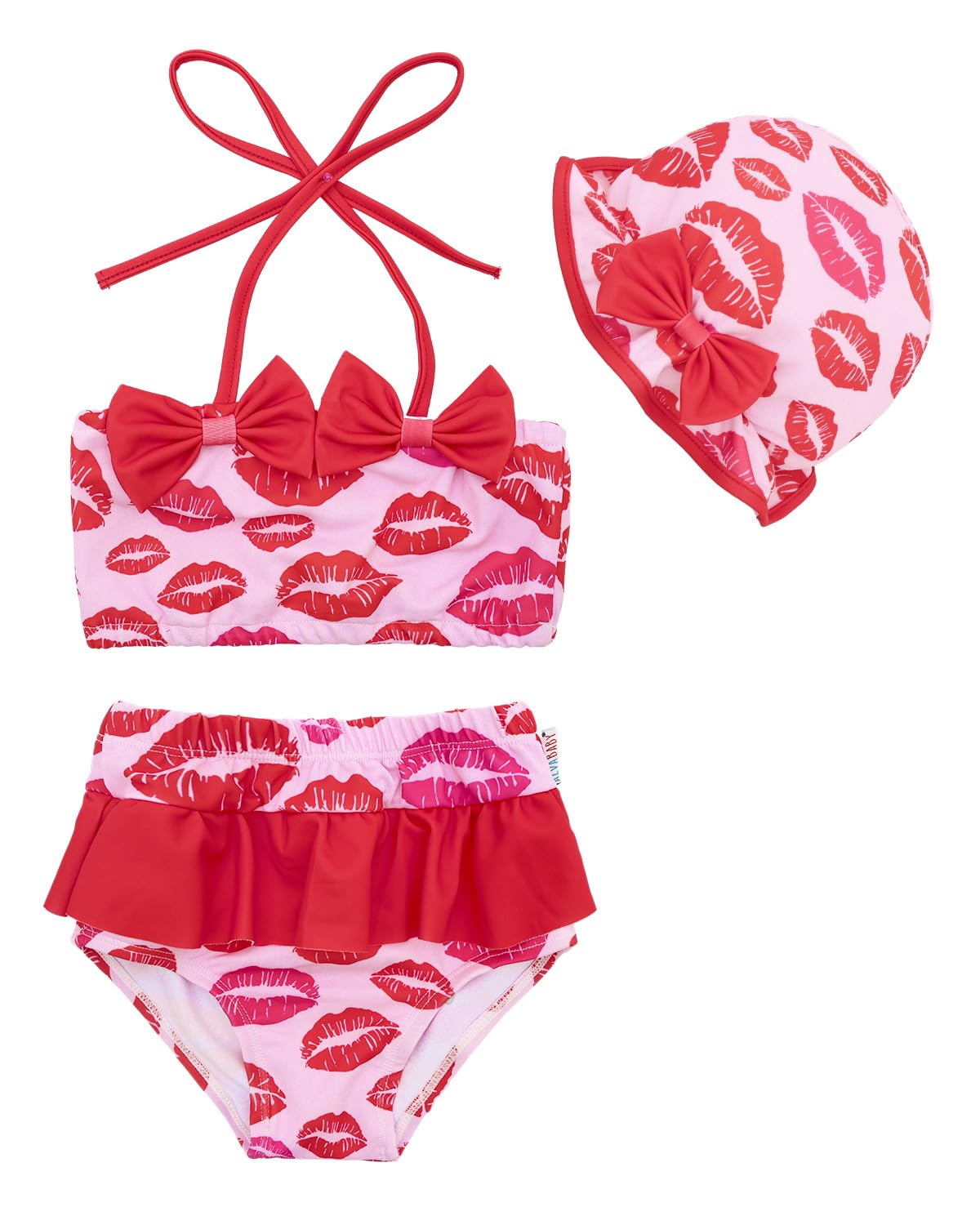 ALVABABY Toddler Girls Two Pieces Swimsuit with Hat,Reusable Toddler Bikini,Infant Bathing Sleeveless