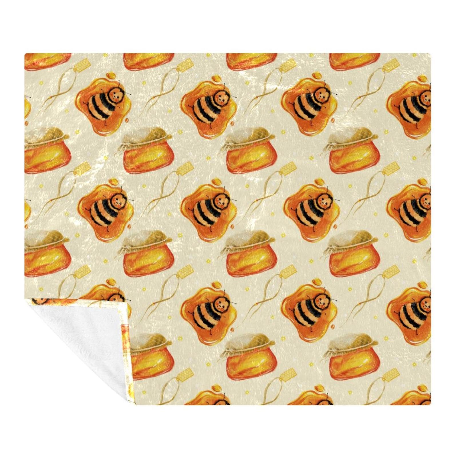 Couverture plaid abeille en polaire douce pour canapé et lit d'enfant
