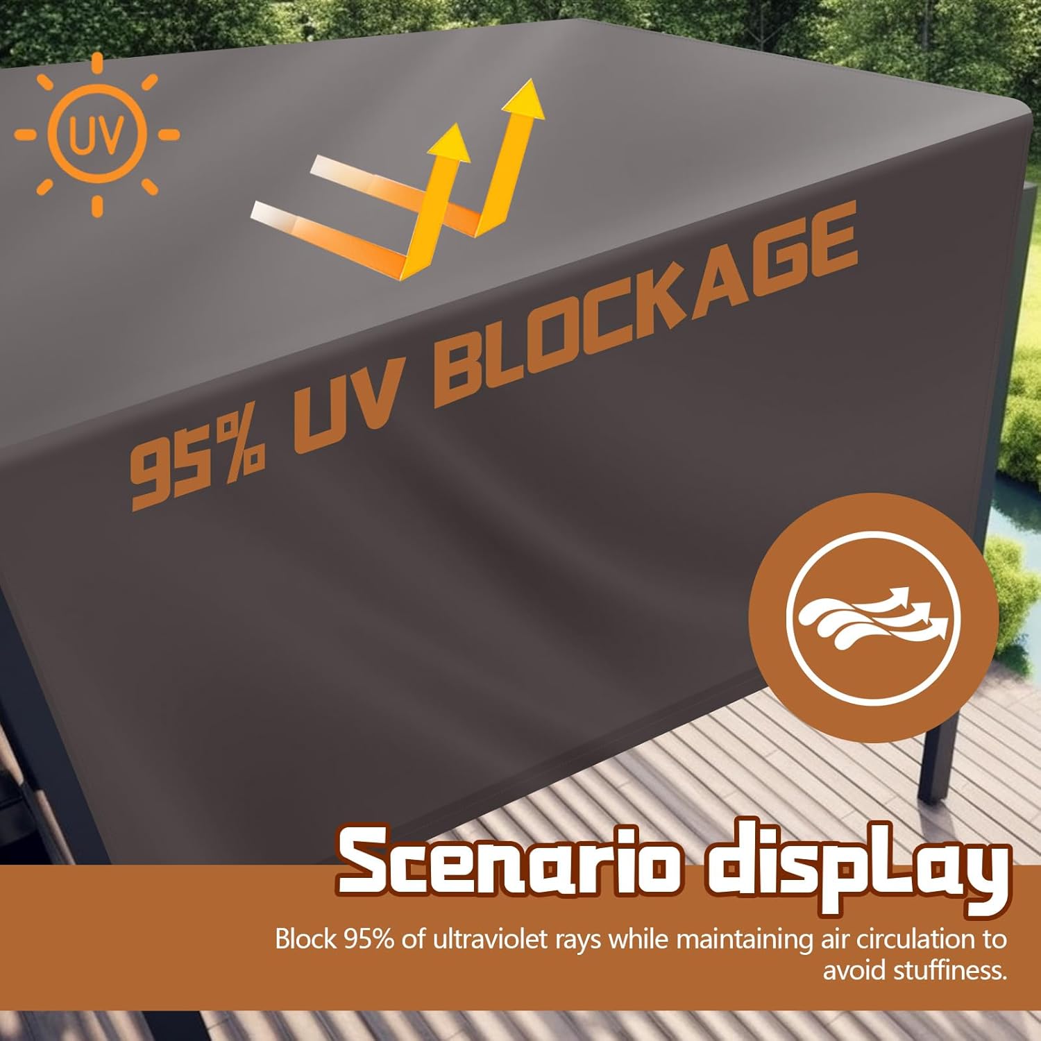 Universal Pergola Replacement Canopy Outdoor Canopy Shade Cover Waterproof Shade Top Cover for Outdoor Patio Porch Backyard(14 x 10 ft,Coffee)