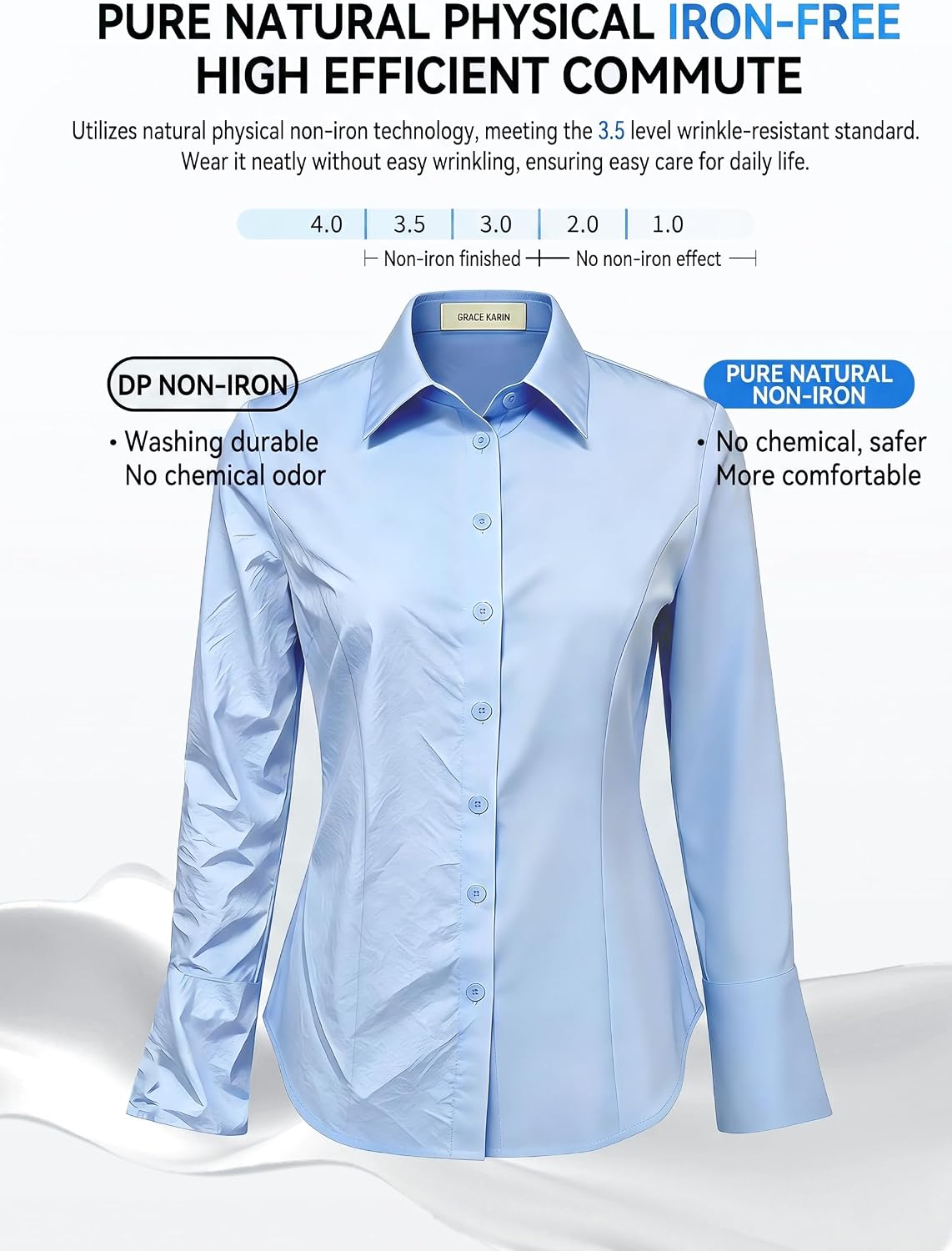 GRACE KARIN Womens Button Down Shirts,Long Sleeve Collared Dress Shirt,Wrinkle-Free Work Blouse Office Tops 2026 Fall Outfits