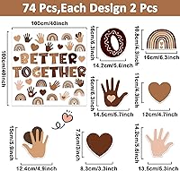 Vista 2 de Decoraciones para Tablón de Anuncios de Diversidad Recortes Better Together Corazón de Arcoíris Boho Mentalidad de Crecimiento Tablón de Anuncios