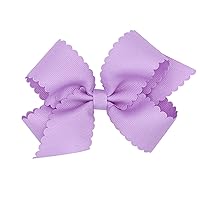 Vista 17 de Wee Ones Lazo clásico de grogrén para niñas con bordes festoneados, pinza antideslizante para el cabello, hecho a mano, blanco antiguo, mini