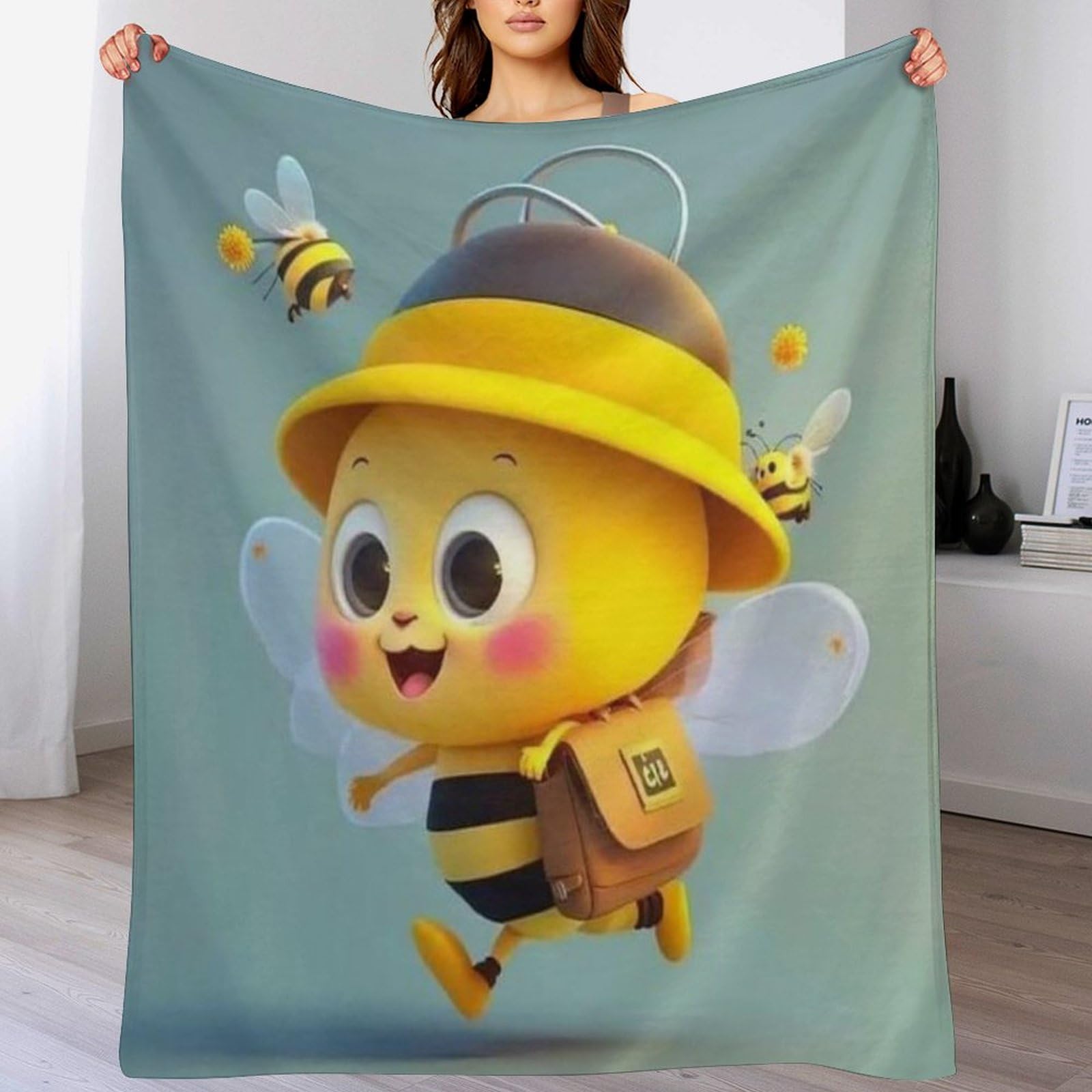Manta de forro polar de franela de abeja para tardes de sofá y cama