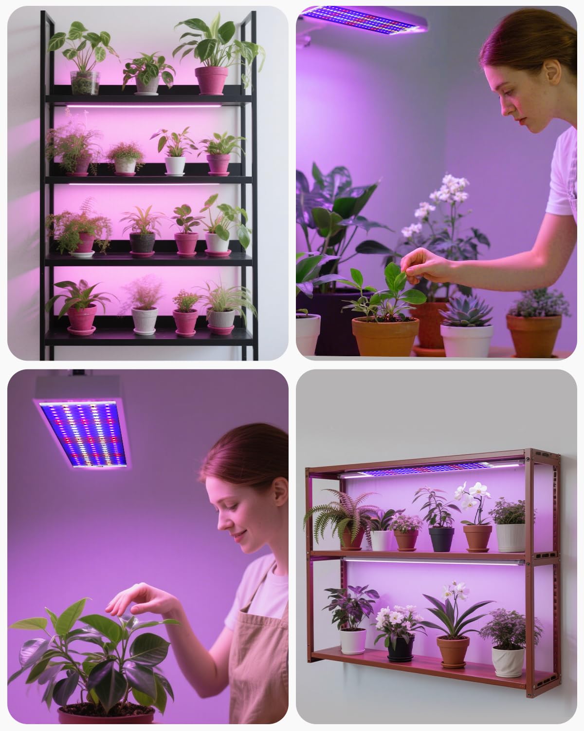 PERMUST Lámpara de Planta, Lámpara de Cultivo,Lámpara de Planta de Espectro Completo,con 540 Leds,Luz para Plantas de 10 Niveles Regulable,Grow Light para Plantas de Interior,Verduras,Flores 4 Piezas