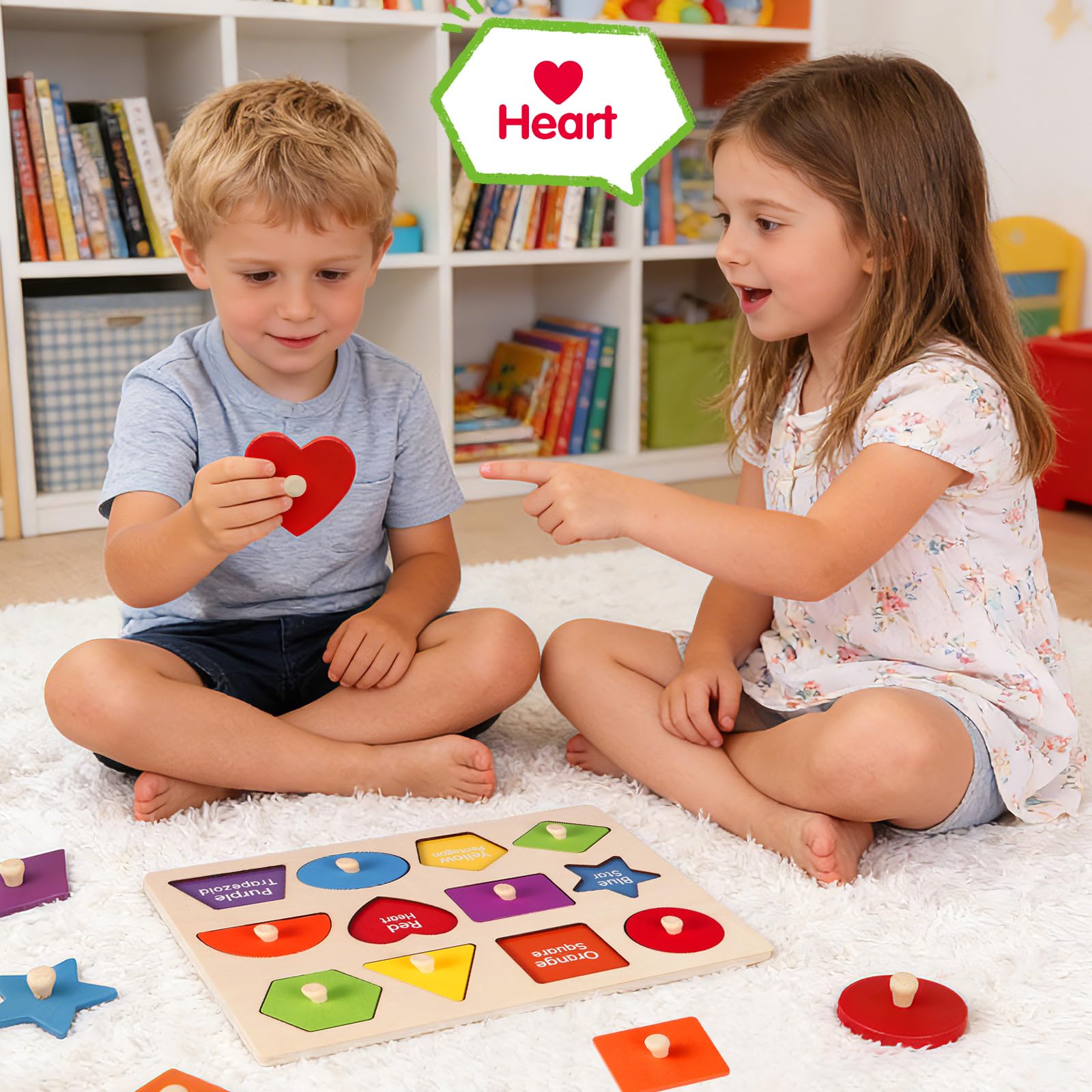 Montessori Holzpuzzle in Klammerform für Kleinkinder | Stabiles, leicht zu greifendes glattes Holzbrett, lustiges Lernspielzeug für Vorschule, Geschenke für Jungen und Mädchen