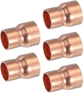 PATIKIL Copper Reducer 5/8" to 1/2" ID, 5 Pcs Reducing Copper Coupling Pressure Fitting Pipe Tube Connector Adapter with Sweat Solder Connection for HVAC Refrigeration, Copper