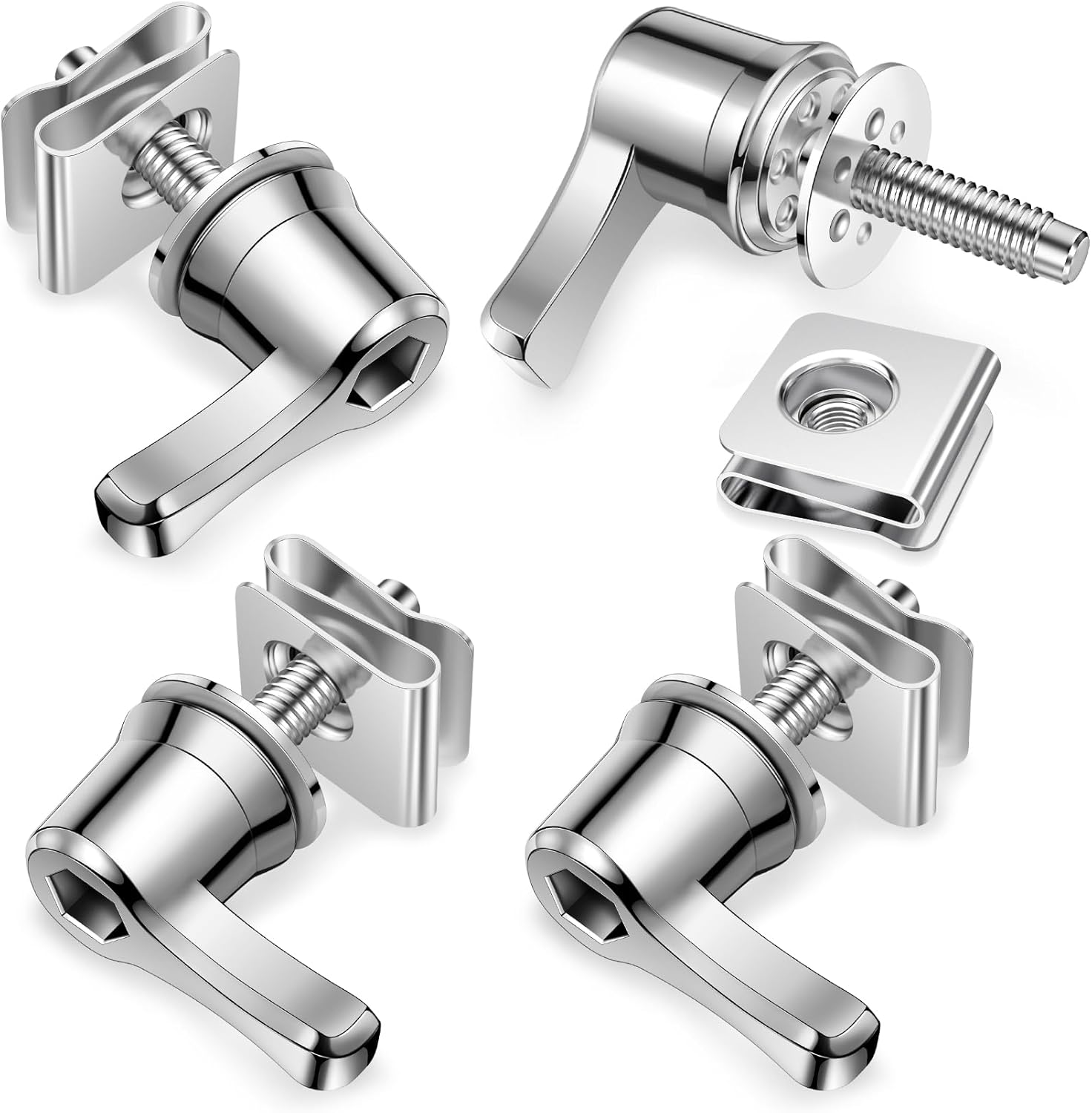 PBYMT Saddlebag Locks, Fastener Bolts, Saddle Bag Mounting Hardware Theft, Deterrent System Locks Fit for Harley Davidson Touring Street Glide Electra Glide Road Glide Softail 1992-Later, Chrome