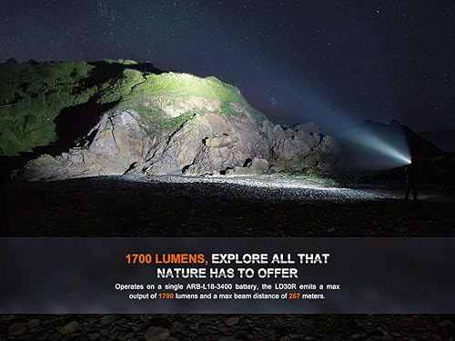 Miniatura 5 de Fenix LD30R - Linterna EDC de 1700 lúmenes, recargable por USB-C para llevar a diario, luz táctica compacta con clip de bolsillo duradero, funda y