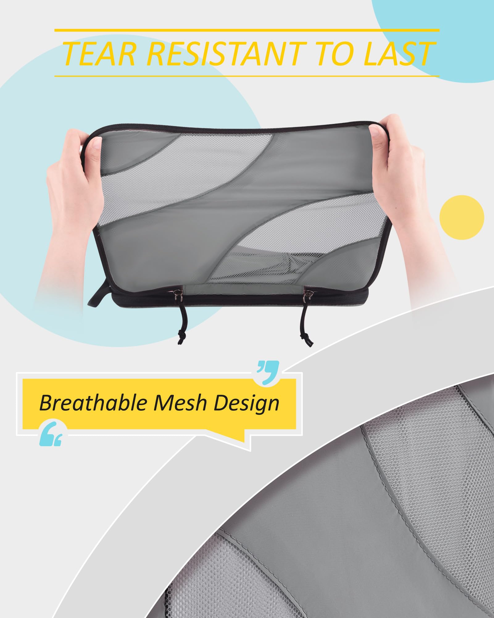 BAGSMART Packing Cubes Compression Compressie-kledingtassen, 6-delige Kofferorganizer, Uitbreidbare Kofferorganizer, Pakkubussen, Compressie, Reisorganizer voor Vakantie en Reizen, Hemelsblauw
