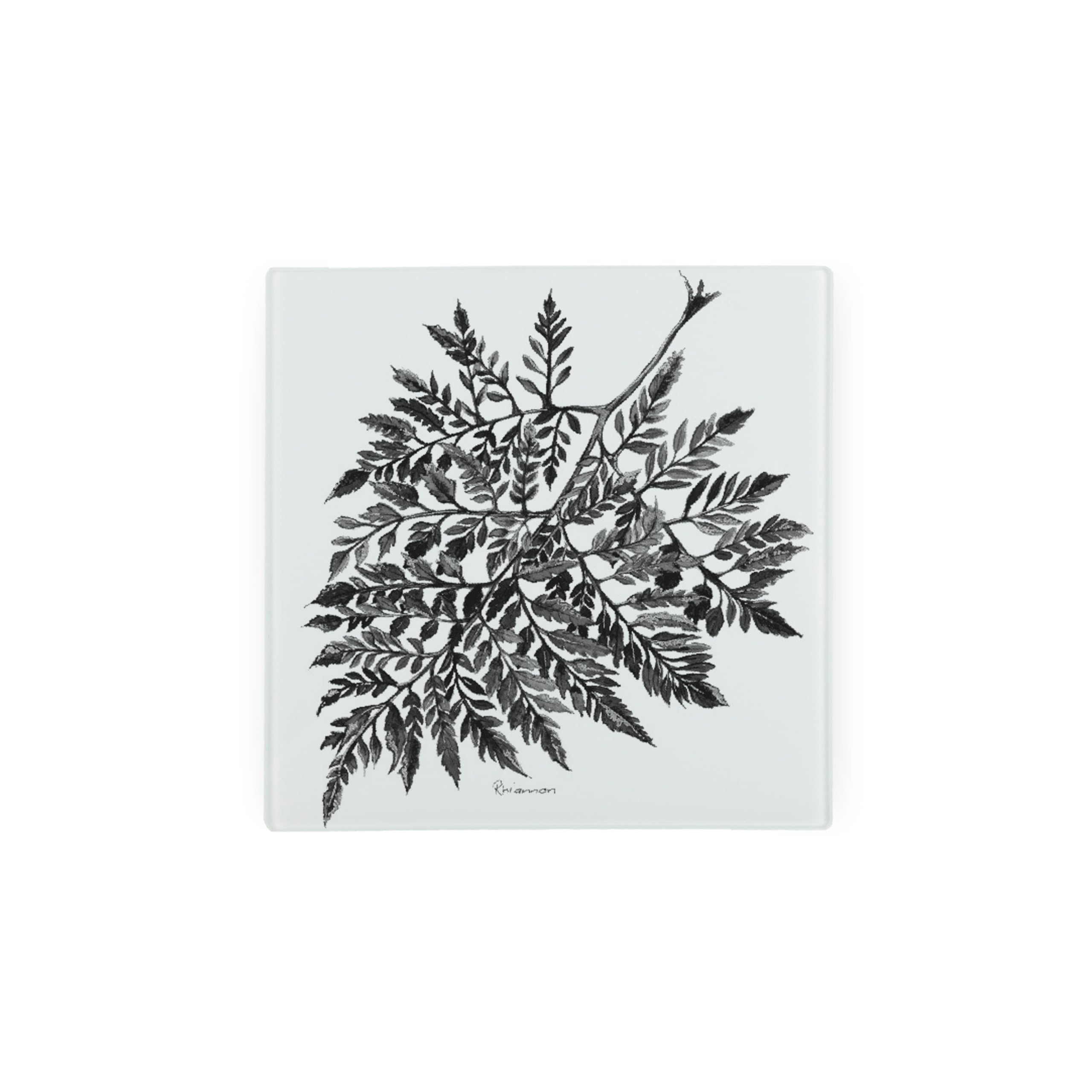 Fern Glass Hot Pot Stand - Trivet Mat Heat Resistant Multi-Purpose Non-slip Table Place Mats for Hot Pot Holder, Pans, Dishes, Spoon rest, Coasters for Kitchen Cooking & Dining 20cm x 20cm (8" x 8")