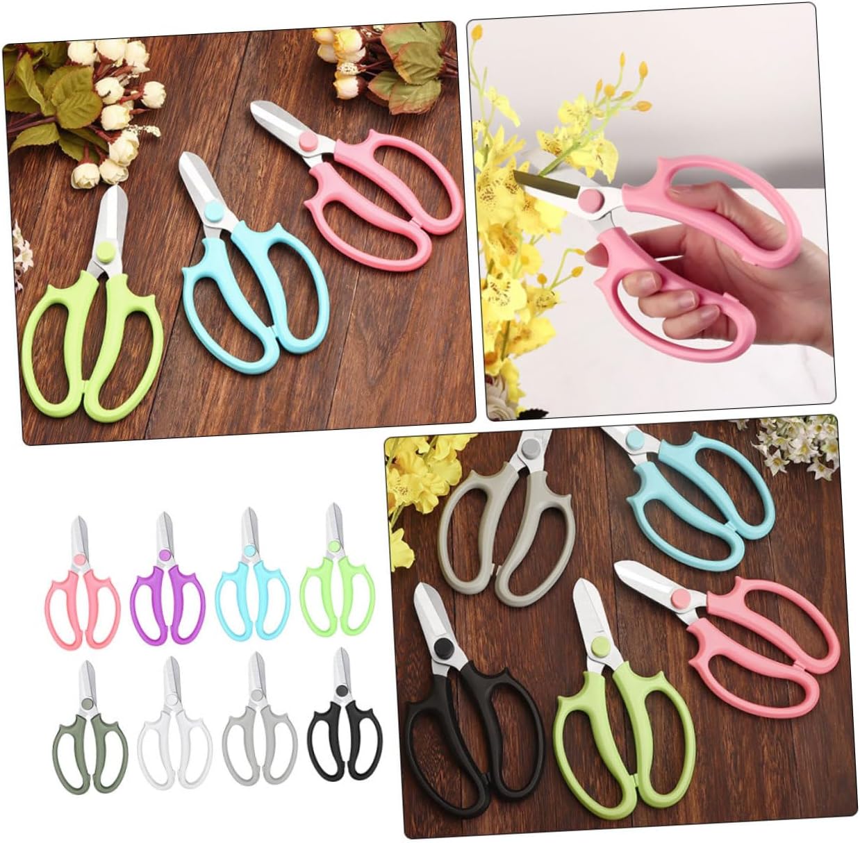 GALPADA 8pcs Floral Shears Multifunctional Flower Scissors for Gardening Pruning Scissor Soft Grip