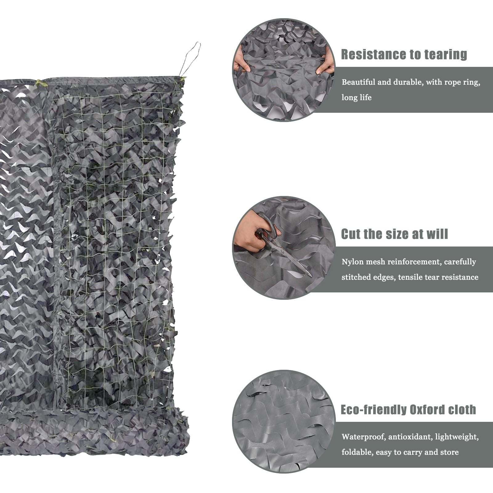 tarnnetz grau 3x3m(9.8x9.8ft),Gartendekoration Tarnung Net,Sonnenschutz,Sichtschutz,Jagd Camouflage Netz,Für Tarndekoration,Thema Party Dekoration,Terrassen-Sonnenschutz,Outdoor-Camping