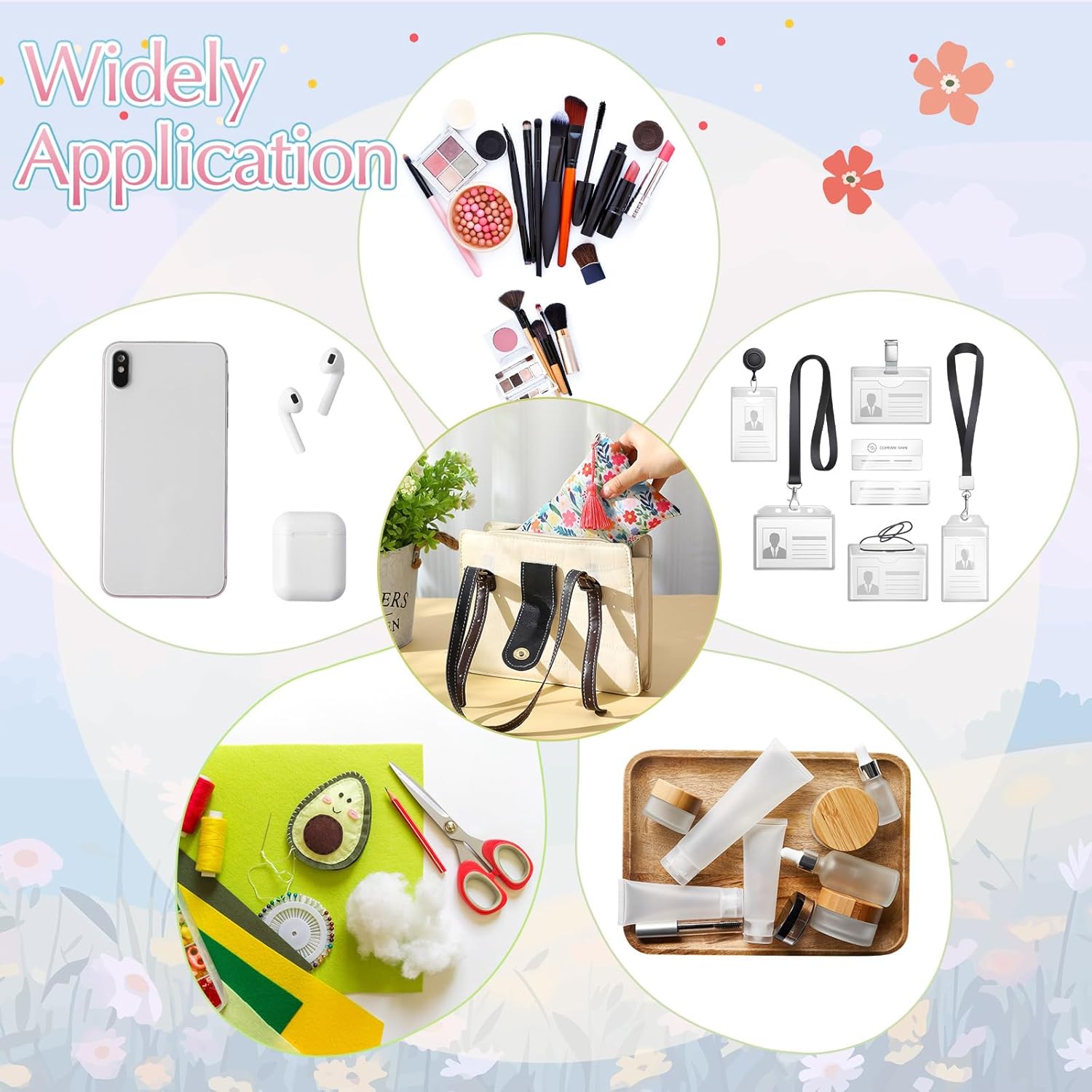 Blosssound 16 Pcs Spring Makeup Bags Bulk Floral Cosmetic Bags with Tassel for Women Daisy Canvas Travel Coin Pouch Valentine Day Easter Birthday Bachlor Wedding Baby Shower Party Return Gift - Image 3