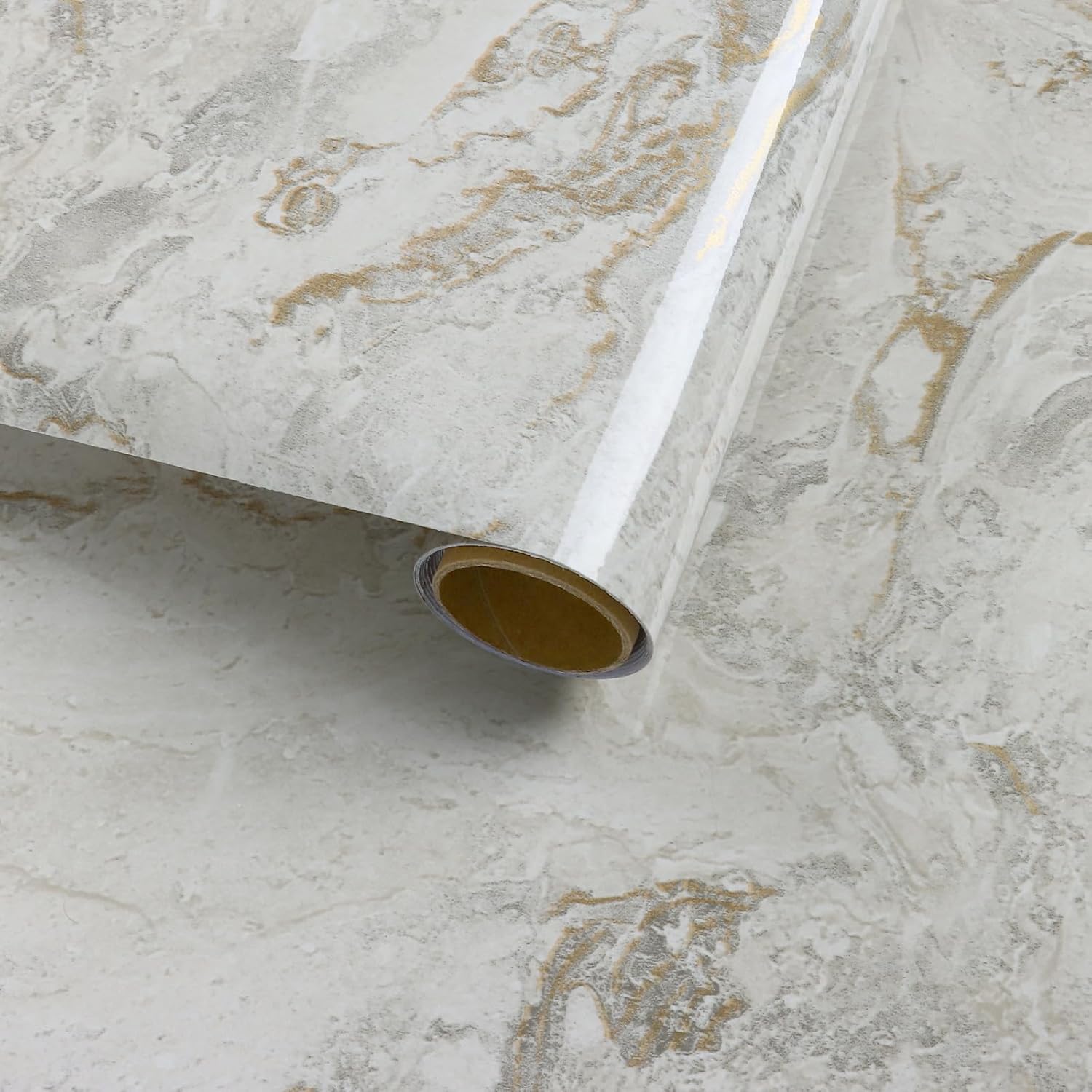 Beige Gray Gold Countertops Contact Paper Peel and Stick Waterproof Self Adhesive Marble Wallpaper for Table Furniture Sticky Modern Counter Top Cover Prepasted Glossy Wall Paper 23.6"x118"
