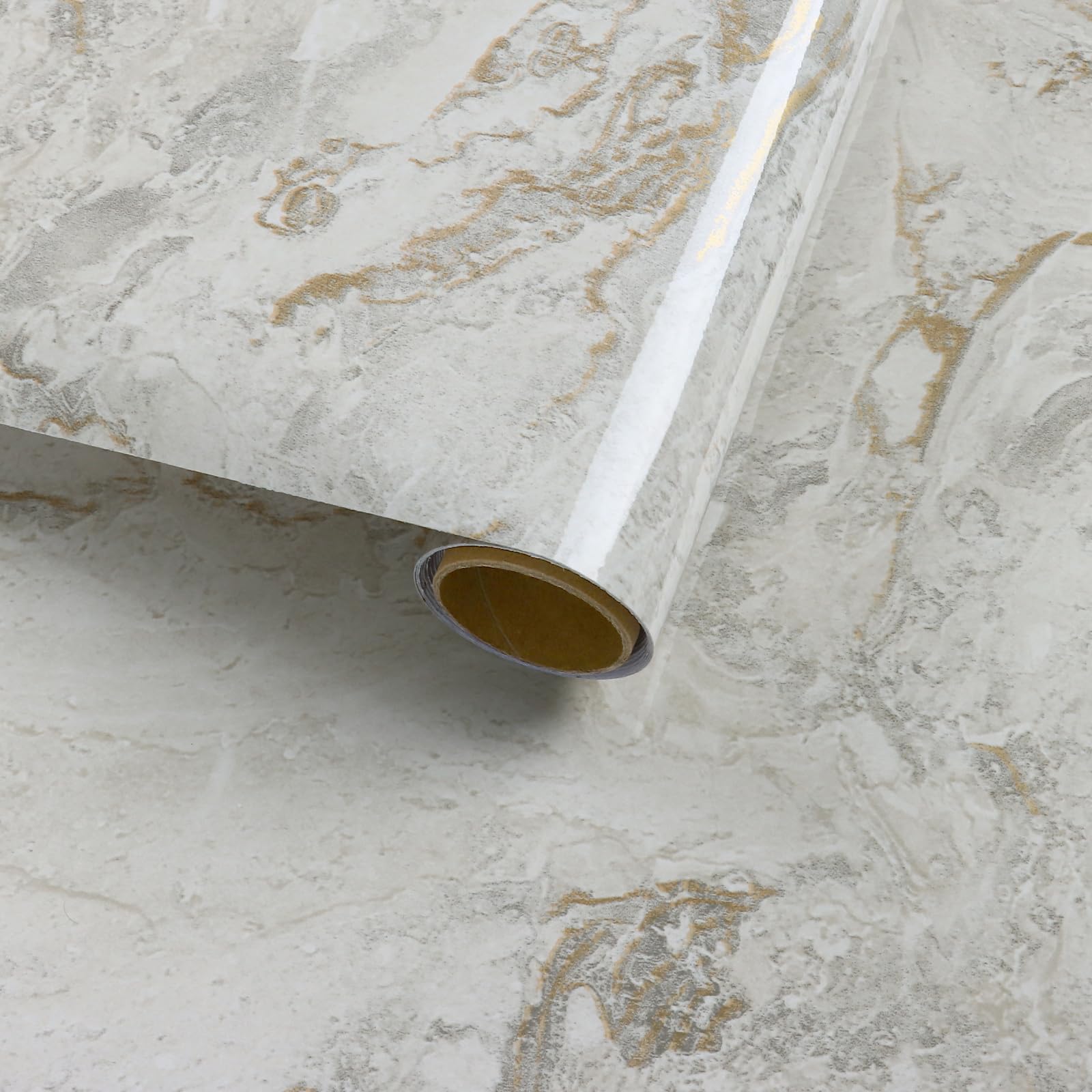 Papier contact beige gris doré autocollant pour meubles et comptoir de cuisine en rouleau 60x300cm