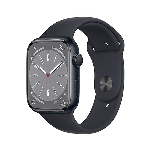 Apple Watch Series 8 [GPS, 45mm] - Midnight Aluminum Case with Midnight Sport Band, M/L (Renewed)]
