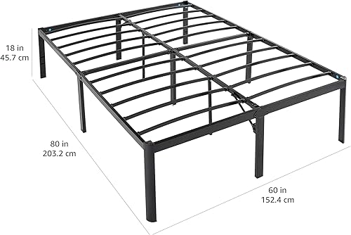 Miniatura 2 de Amazon Basics Base de cama antideslizante resistente con listones de acero, fácil montaje, 18 pulgadas de alto, (tamaño Queen), color negro
