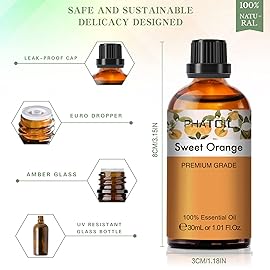 PHATOIL 30ML Sweet Orange Essential Oil, for Aromatherapy Diffusers, Humidifiers, Great for DIY Candle and Soap Making