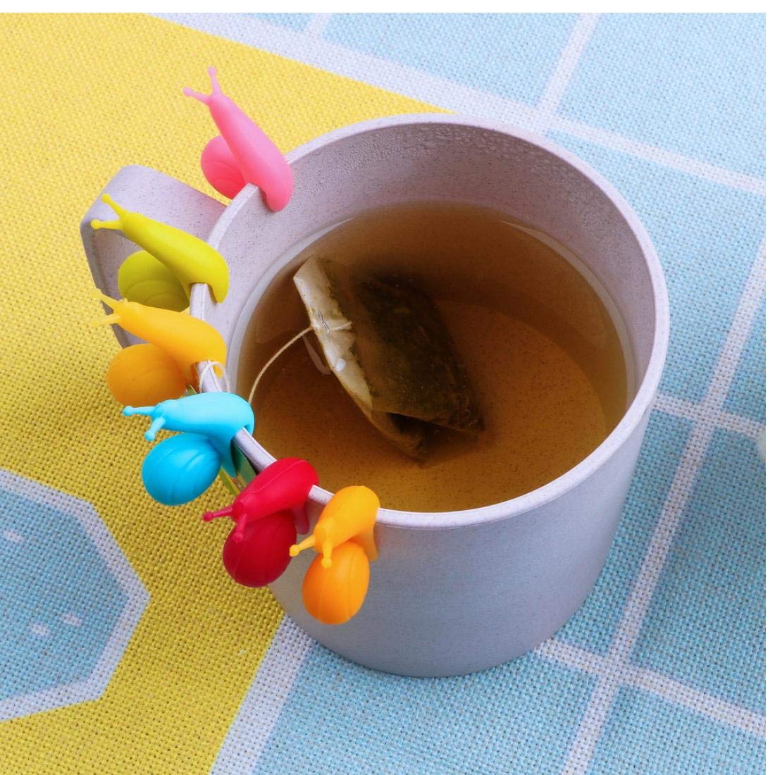TOSSPER 6Pcs Tea Bag Holder Clip Randome Color Cup Decoration Tool Silicone Tea Clips Mug Hanging Tool Cute Snail Shape Teaware