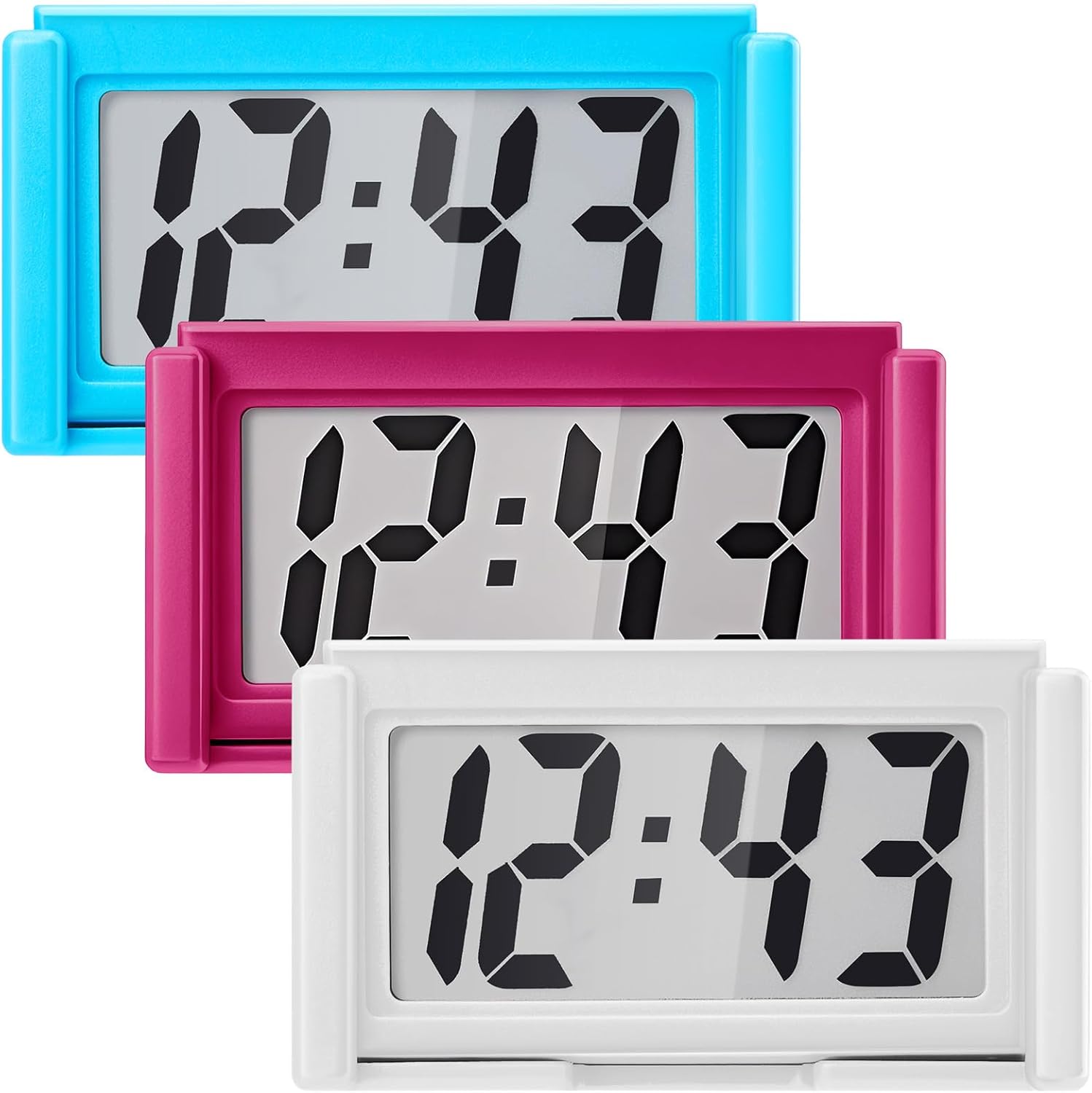 Frienda 24 Pieces Mini Digital Clock Small Digital Clock Stick on Battery Operated Self Adhesive Bracket for Car Dashboard Fridge (Black)