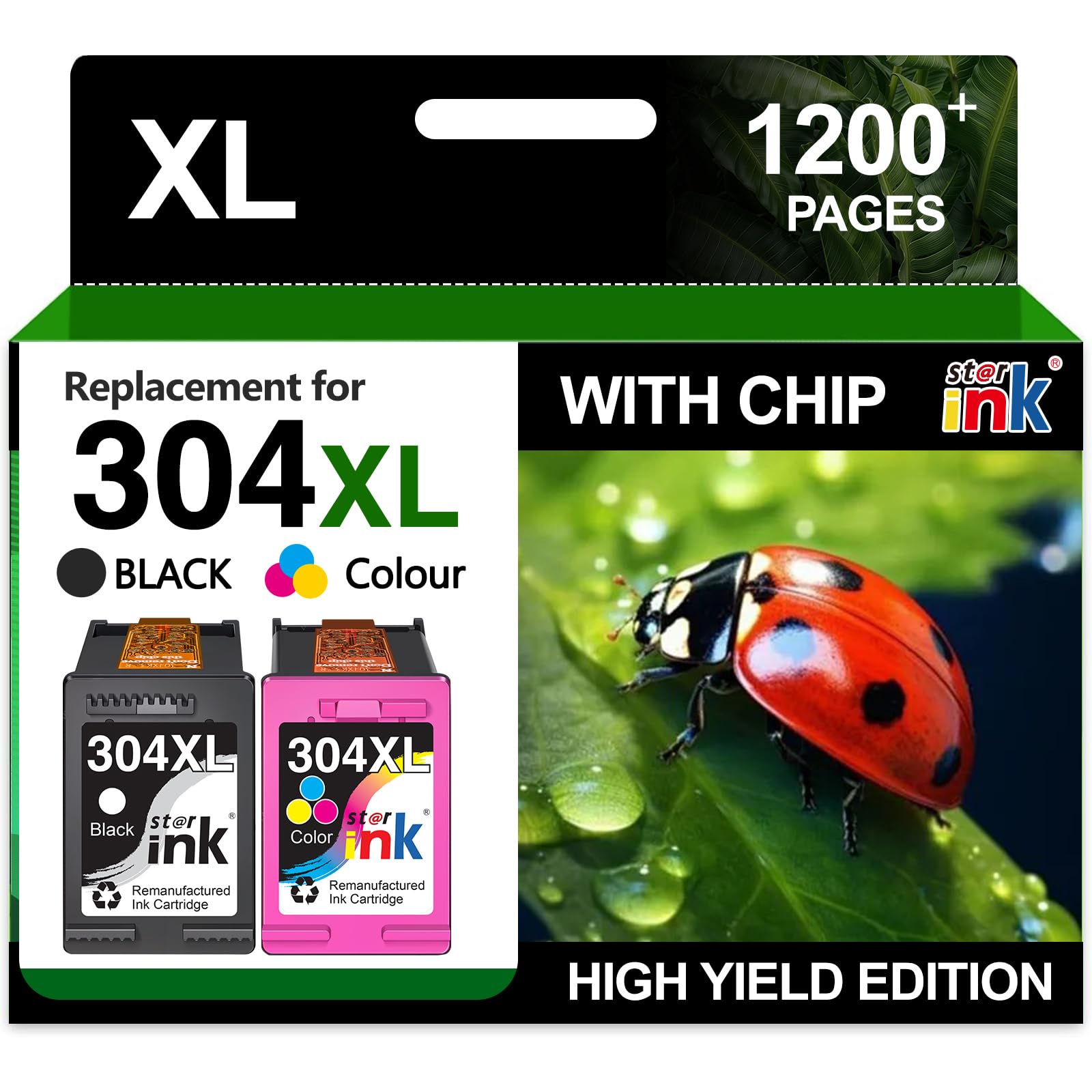 Starink Cartuchos de Tinta Remanufacturados 304XL Compatibles con HP 304 XL Negro y Color, para Impresoras HP DeskJet 3760 3750 2630 3720 3730 y HP Envy 5030 5010