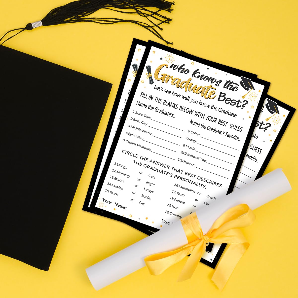 Distinctivs 'Who Knows Grad Best' Graduation Party Game - 25 Card Set For High School Or College Grad Parties - View #2