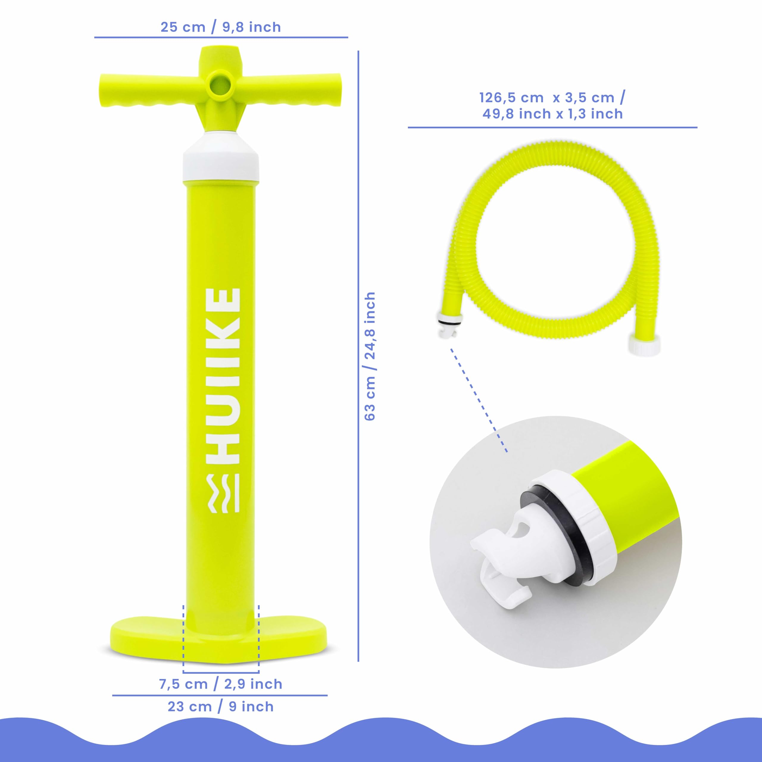 Inflador Paddle Surf Manual de Doble Accion - HUIIKE | Hinchador Paddle Surf de 15 PSI | Inflador Tabla Padel Sup Hinchable | Accesorios para Tabla Paddlesurf Hinchable | Bomba con Manometro