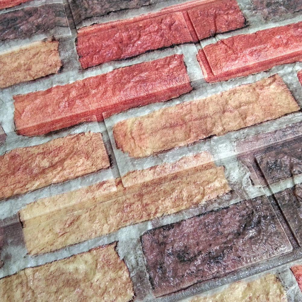 Rеvіеw Prоduсt POPPAP 3D Wall Panels Peel and Stick Self Adhesive Foam Brick Wall Tiles Brown Grey Color Painted Faux Brick Wallpaper Vintage Red Brick Effect Wallpaper PVC Foam Wall Decorative Tiles 10 Panels