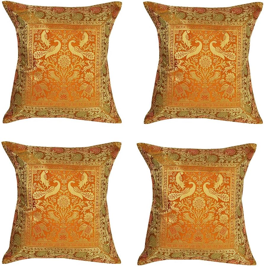 Lalhaveli Handmade Square Decorative Throw Pillows Cushion Covers Pillowcases for Sofa 16 x 16 inch Set of 3