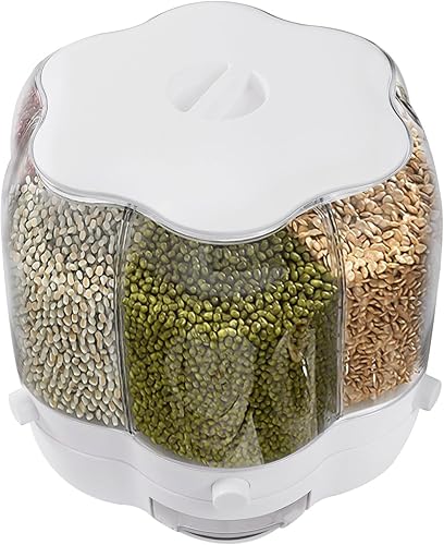 Miniatura 4 de Dispensador de cereales, Dispensador de grano giratorio de 360  de 6 rejillas, Dispensador de arroz transparente sellado 6 en 1, Contenedor de