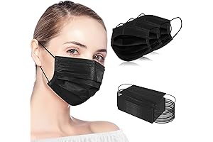 100PCS Black Disposable Face Masks 3 Ply Protection Safety Mask Cover for...