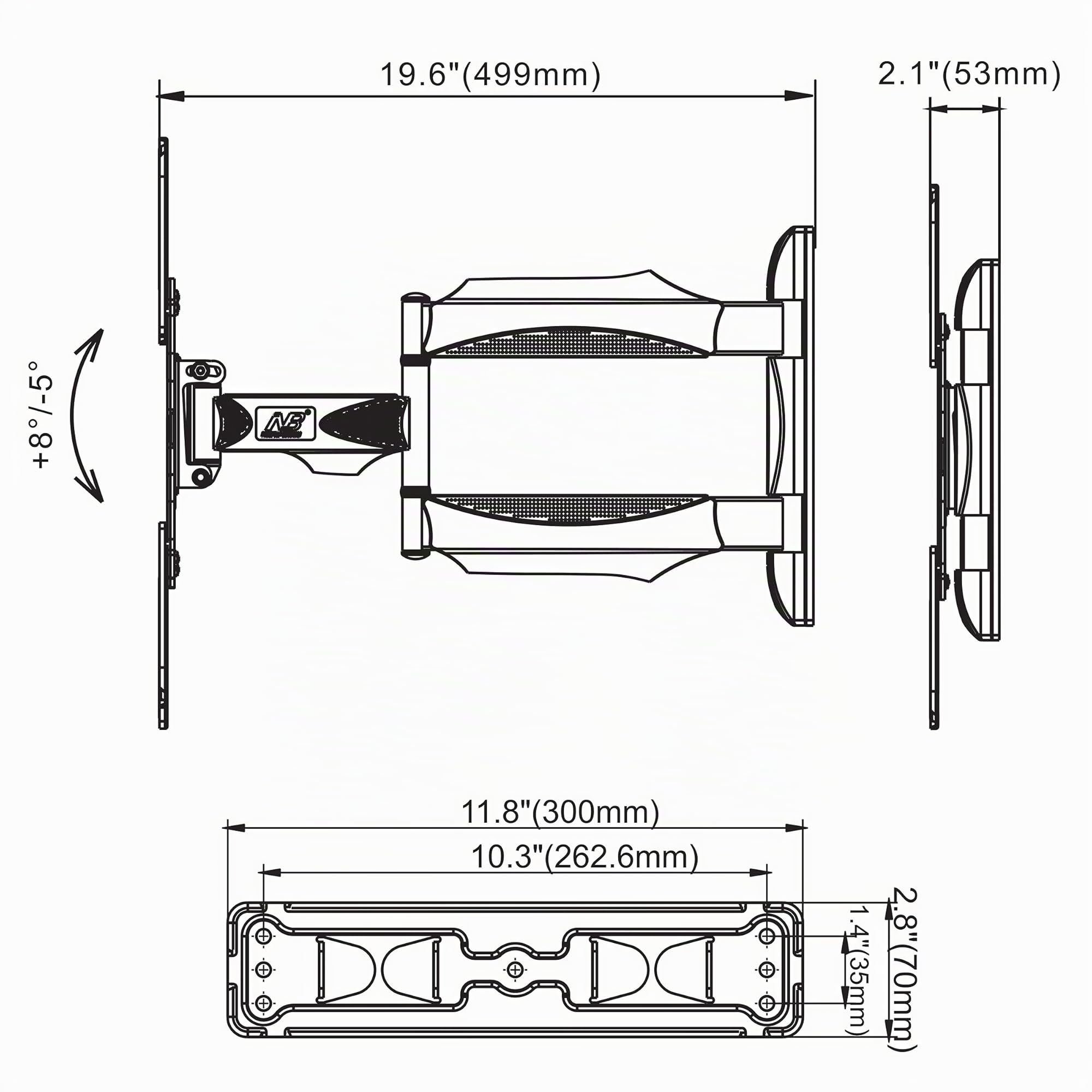 Ergosolid Parete, Alta qualità per TV LCD e LED 32-55 Pollici, Supporto Ultra Resistente, Braccio Girevole ed Estendibile, Nero, Unico