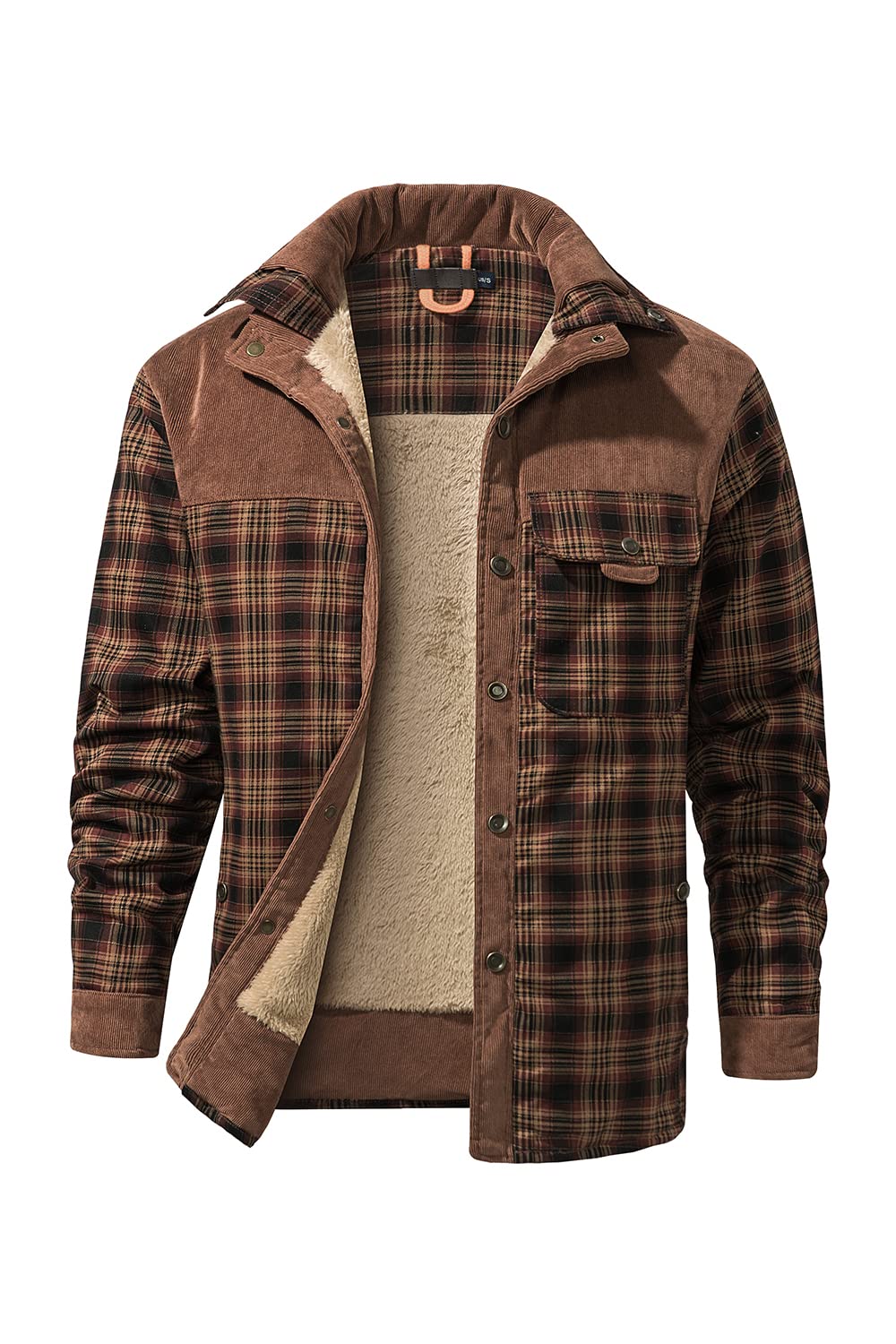 Mr.Stream Camicia da Uomo in Stile Casual da Boscaiolo Plaid Flanella A Quadri Camicia Imbottita da Lavoro di Cotone Cappotto Invernale 3251 Red Coffee L