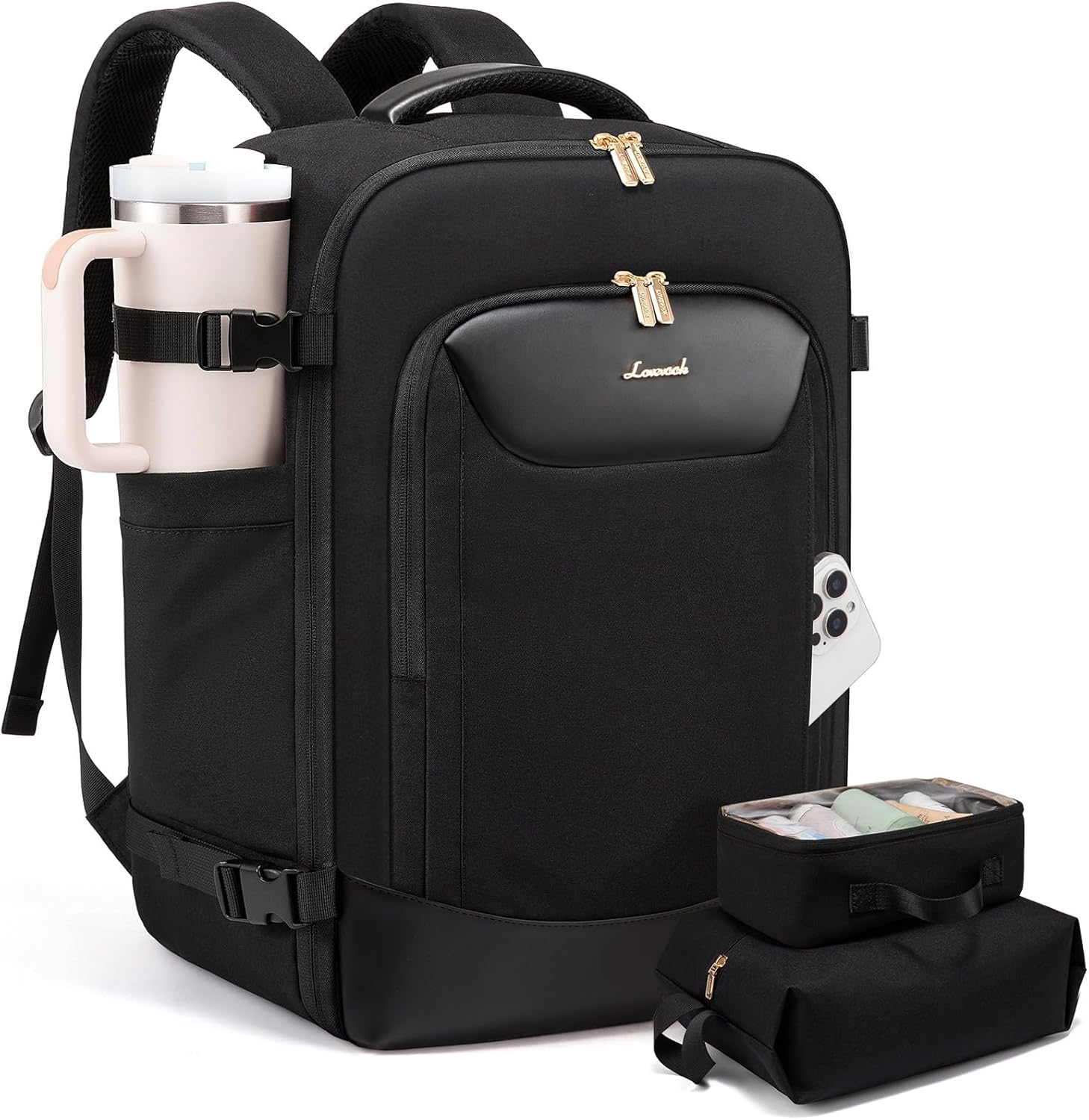 LOVEVOOK 50L Travel Backpack for Women Men, Large Carry on Backpack for Airplanes TSA Personal Item Travel Bag fits 17.3" Laptop, Waterproof Weekender Essentials Airline Approved with 2 Packing Cubes