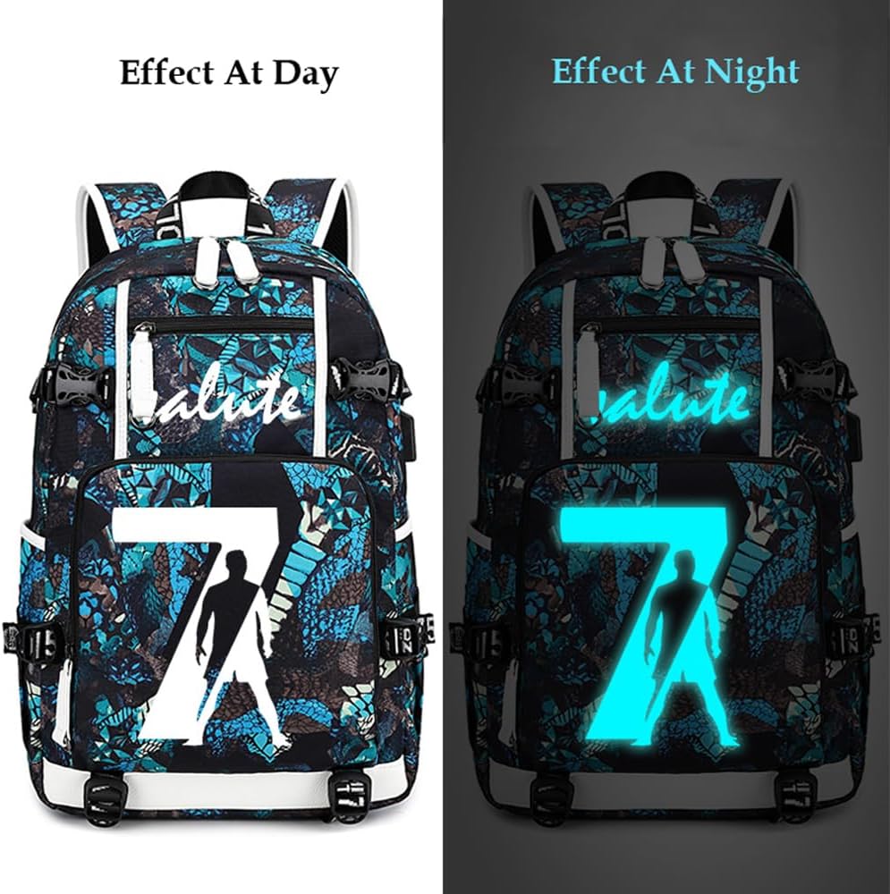FANwenfeng Soccer Player 7 Luminous Multifunction Backpack Travel Football Fans Bag For Men Women (Style 9)