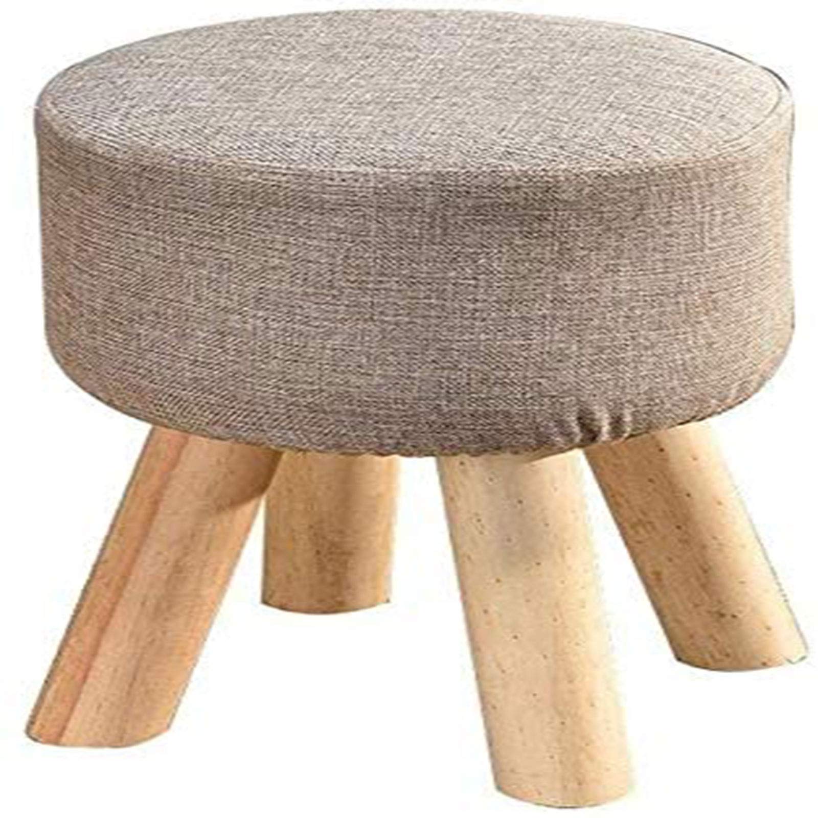 Repose-pieds en bois et tabouret rond gris pour salon