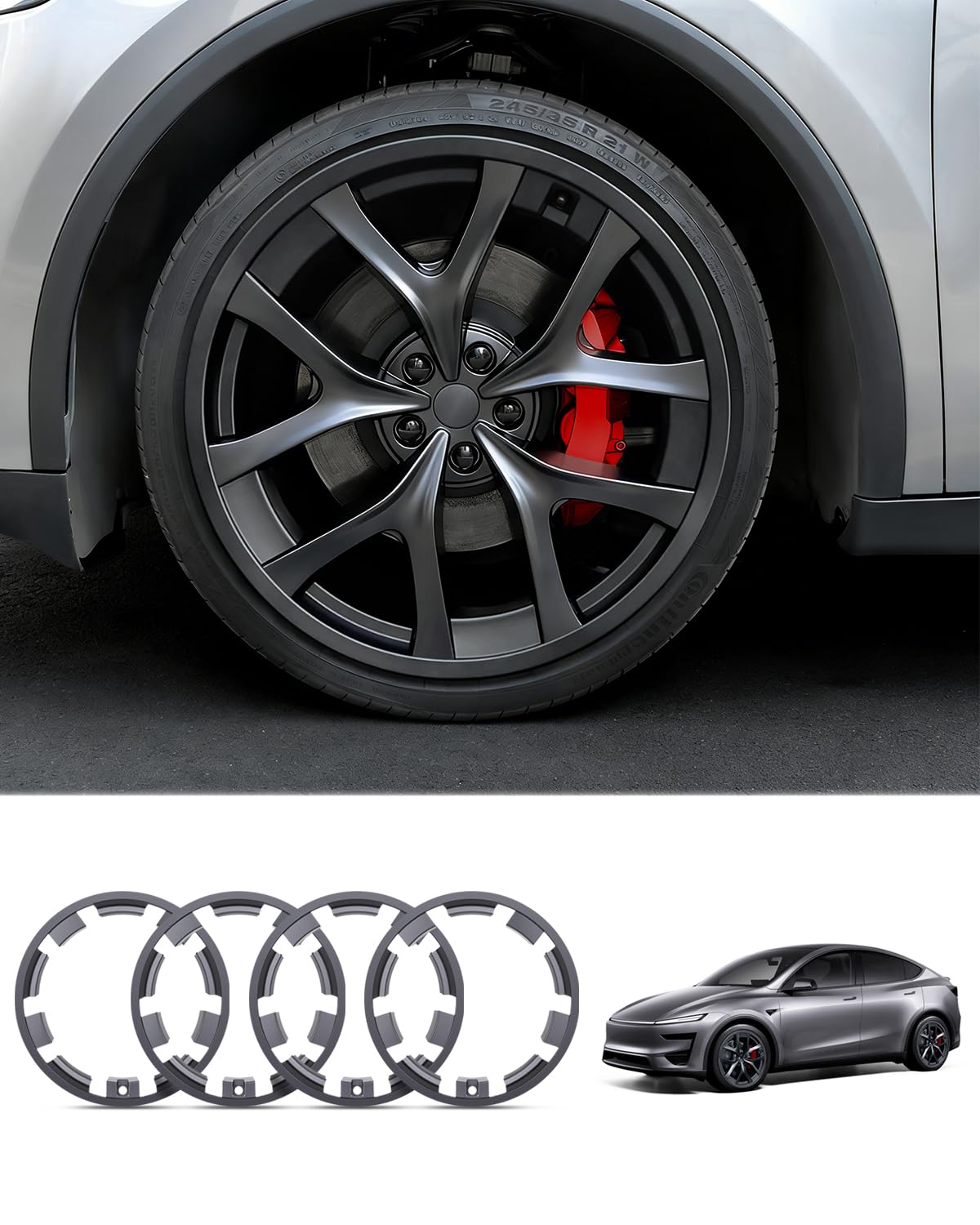 Photo 1 of EVOOOR Wheel Rim Protector for Tesla Model Y Juniper 21"Arachnid 2.0 - Gray