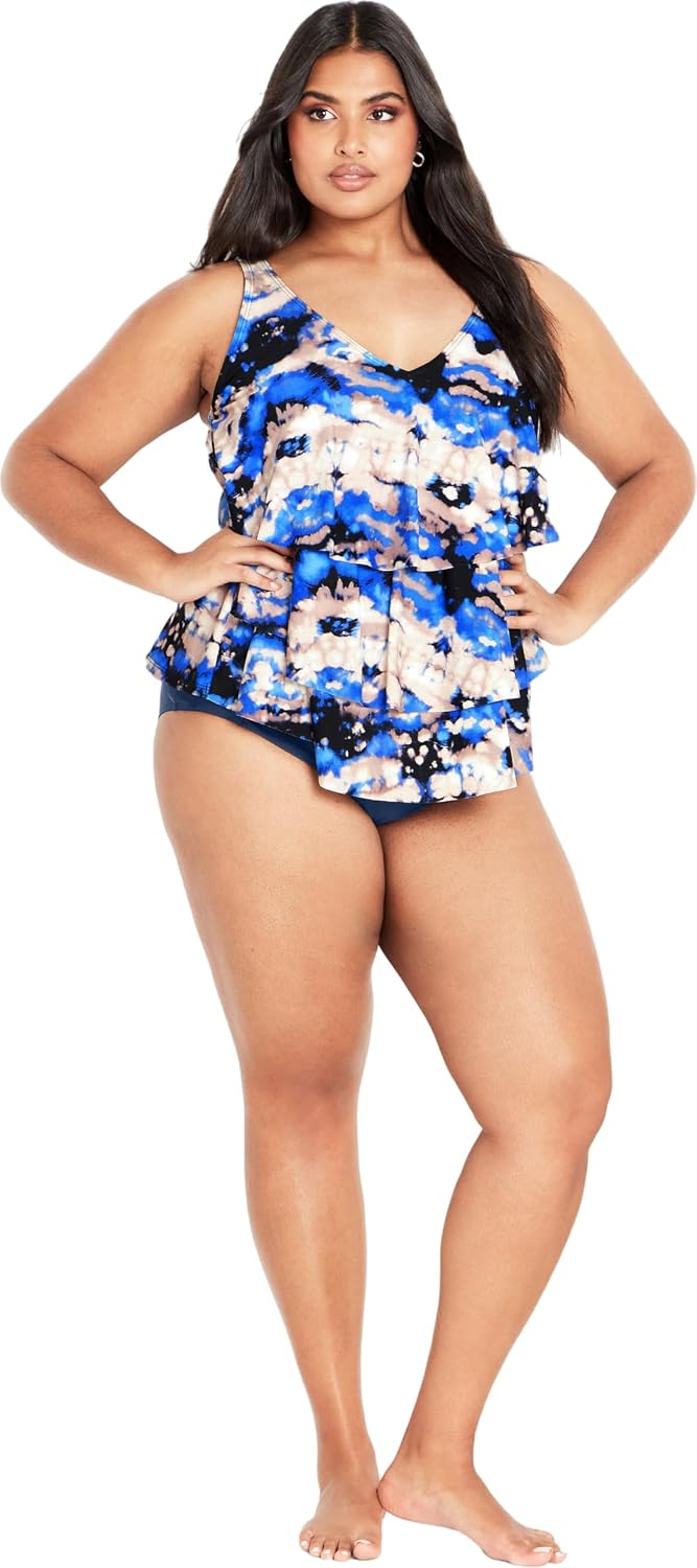 Evans Plus Size Tankini V Tiered PRT