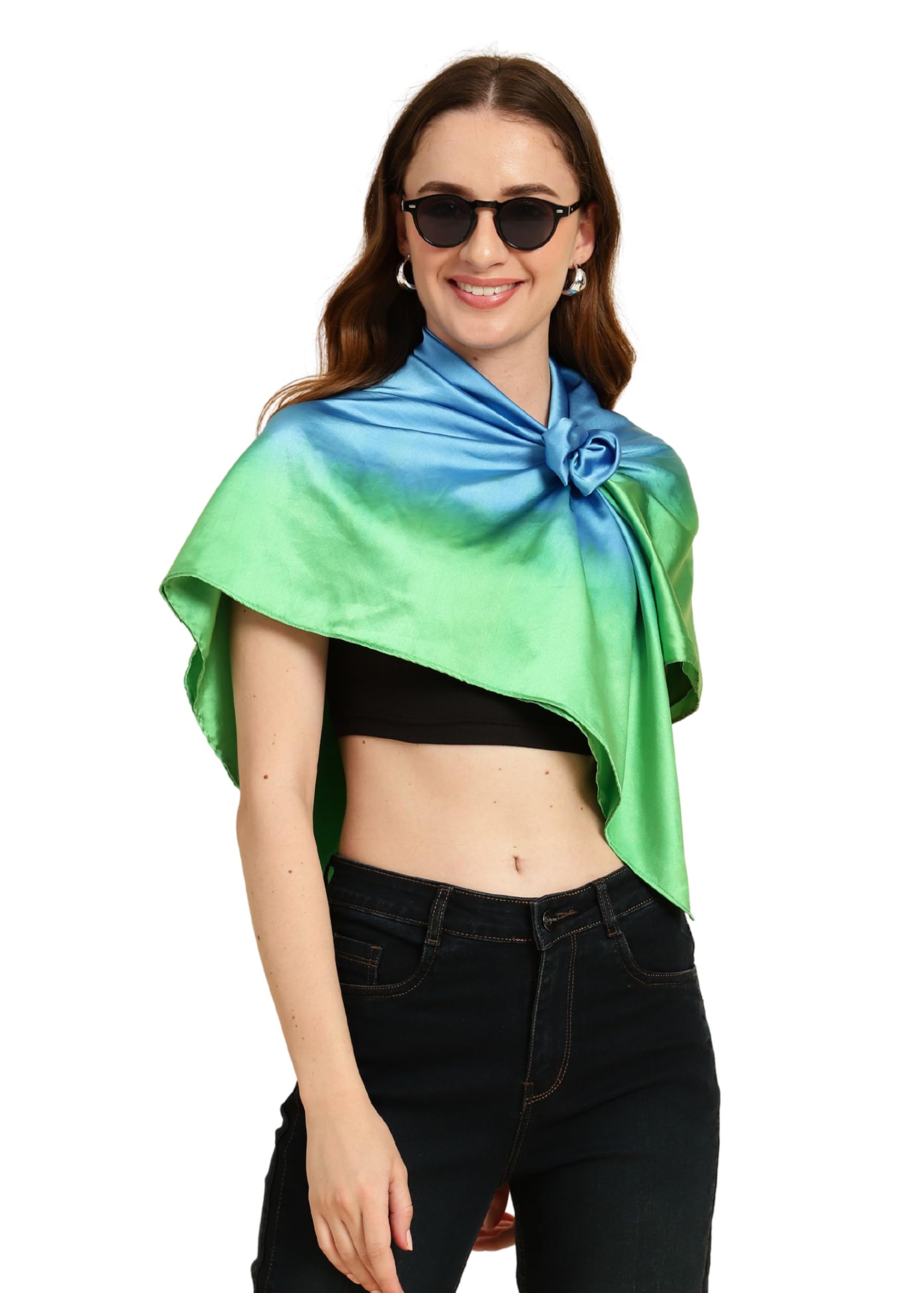 Satin Silk Scarf for Women | Square Scarf for Head-image-45