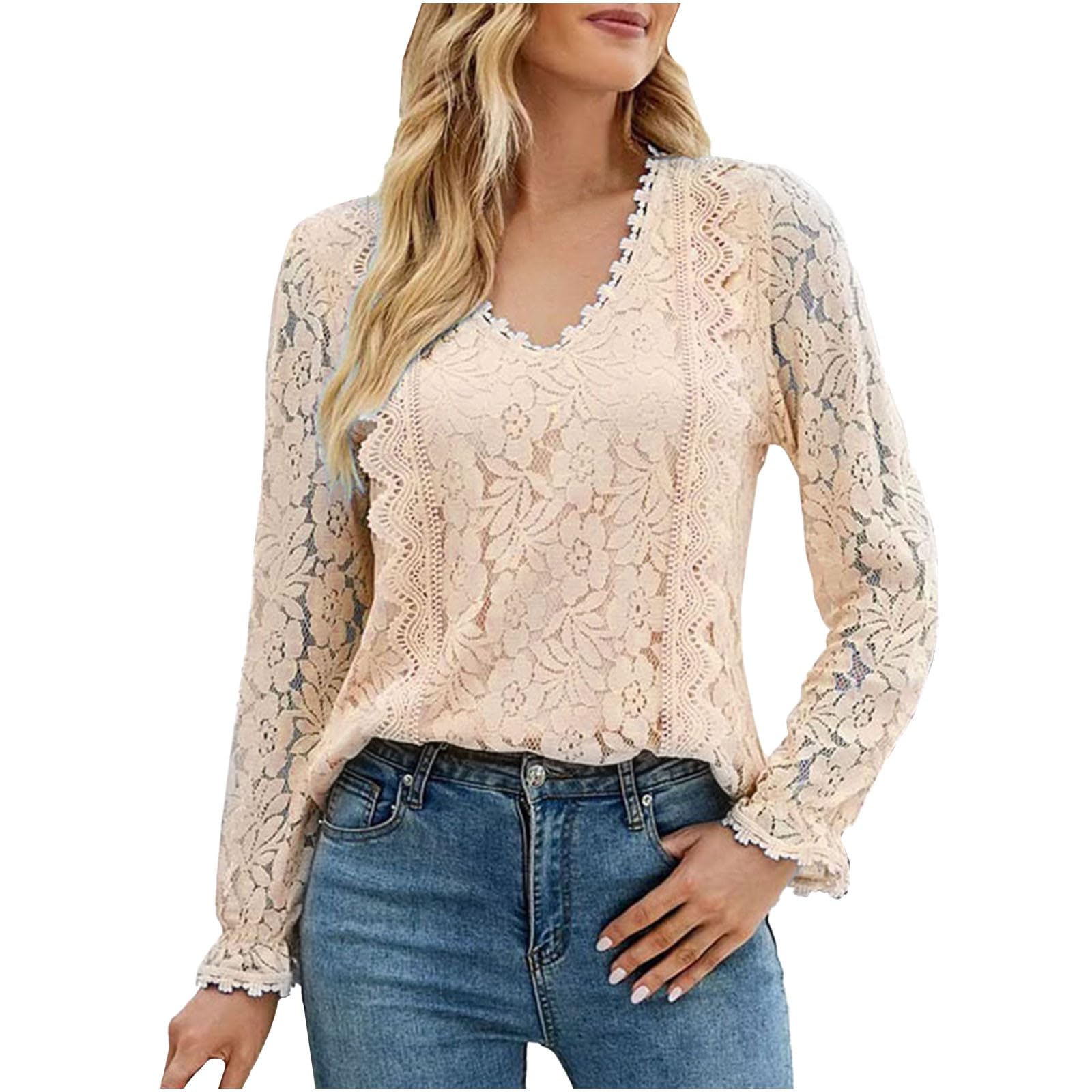 Amazon.com: Tops for Women Casual Elegant Hollow Out Lace