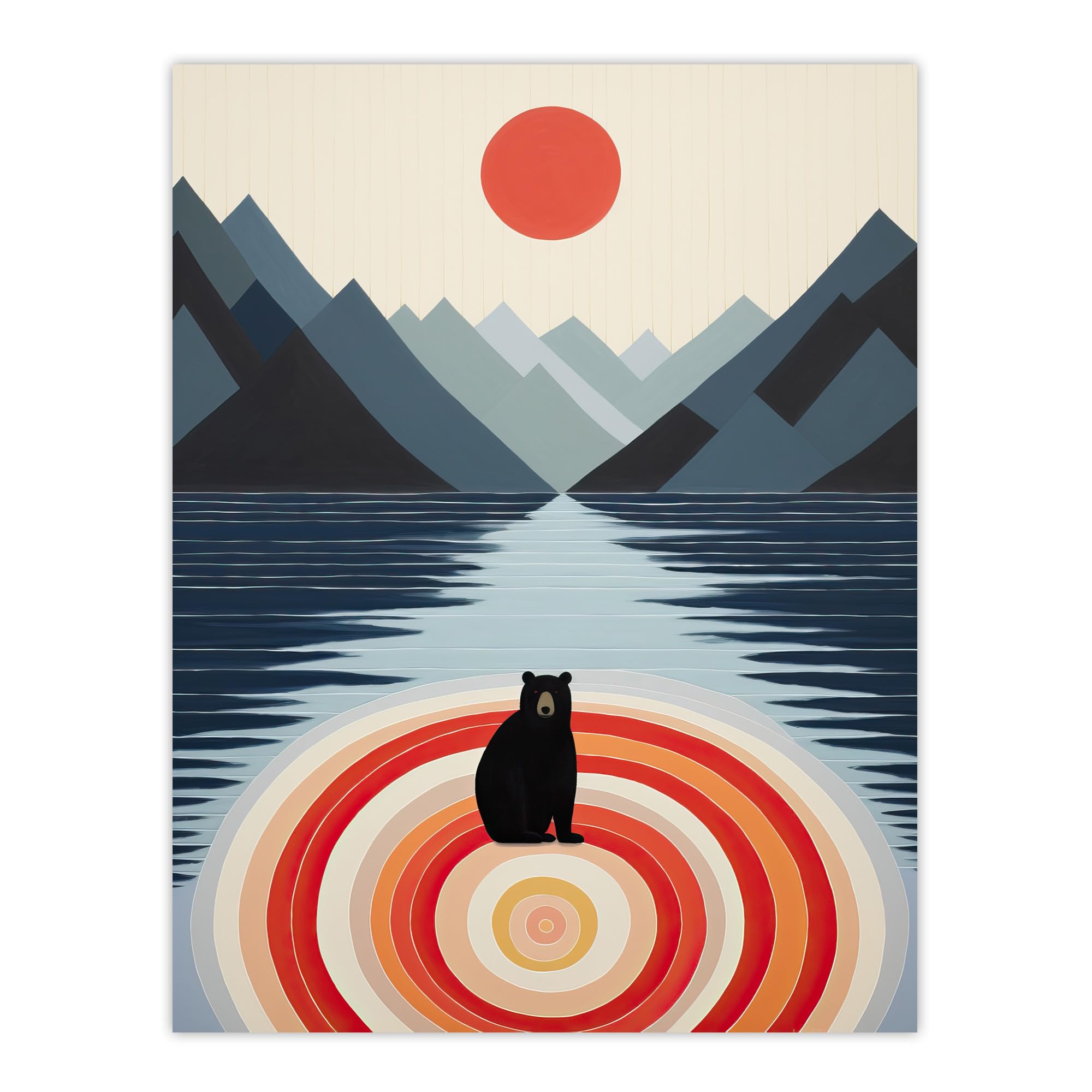Wee Blue Coo Bear Lake Calm Kids Room Fun Red Blue Extra Large XL Wall Art Poster Print