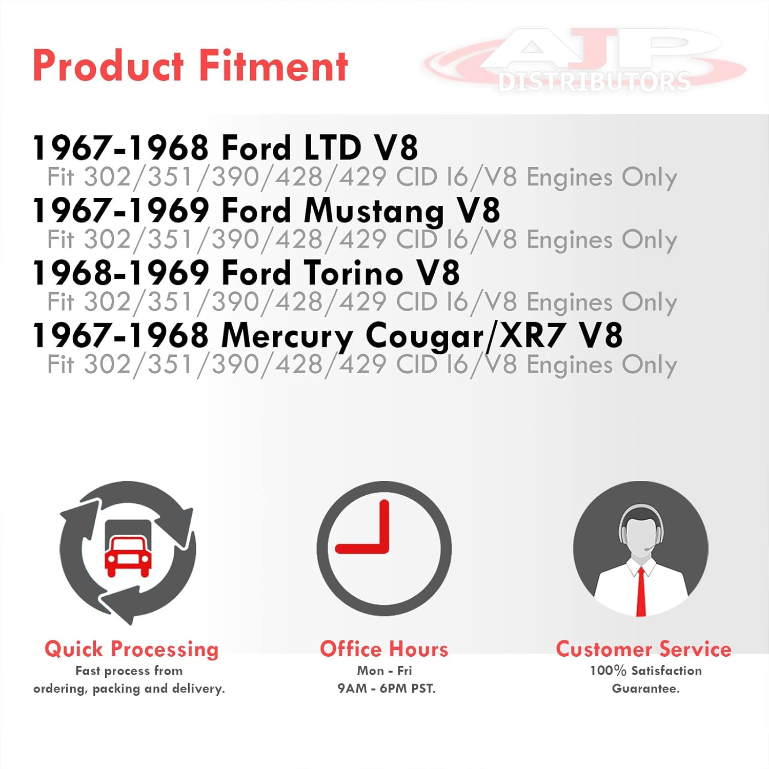 AJP Distributors Tri Core 3-Row Full Aluminum Radiator Engine Motor Cooling Upgrade Compatible/Replacement For Mustang Torino LTD Falcon Big Block l6 V8 M/T A/T 1967 1968 1969 1970 67 68 69 70