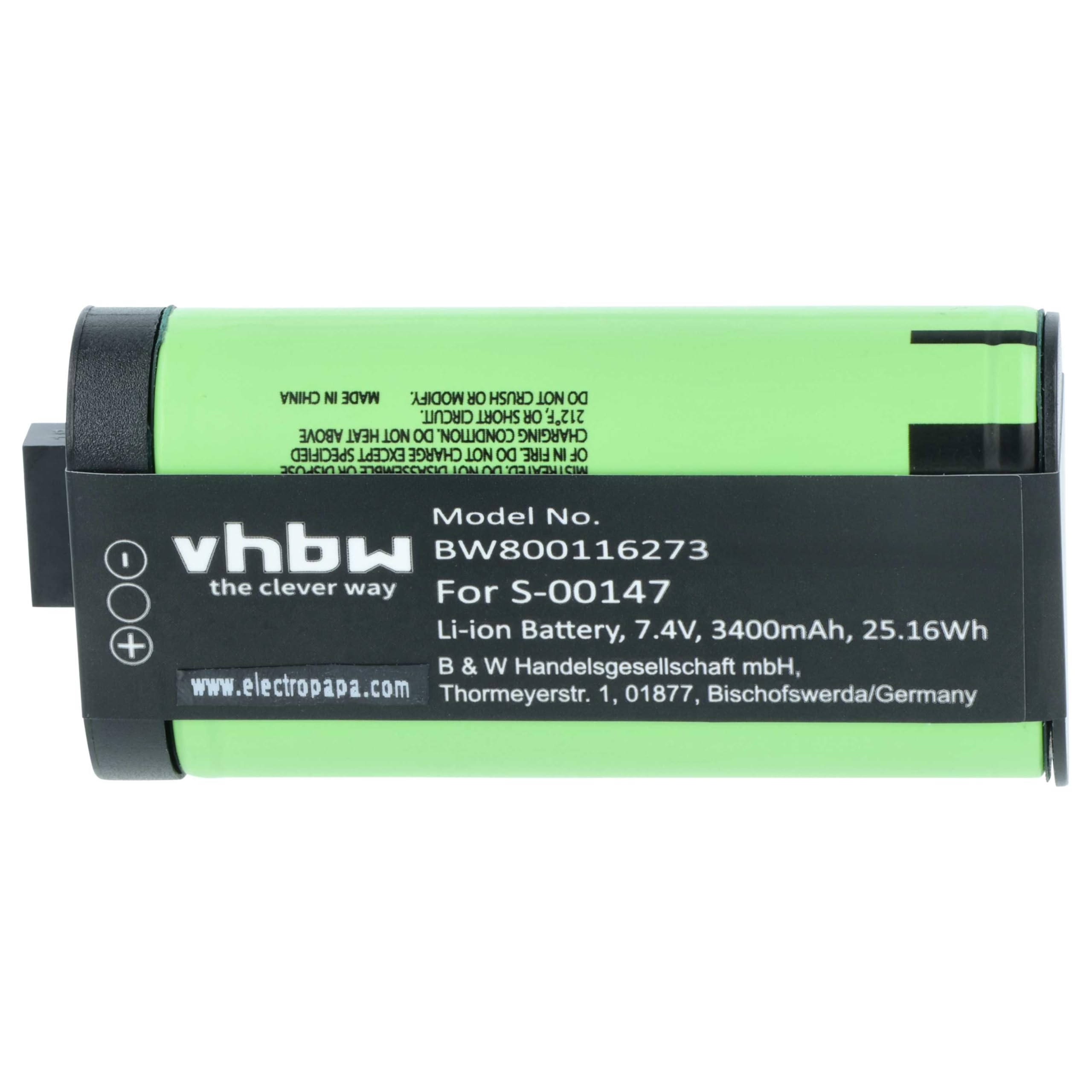 vhbw batteria compatibile con Logitech Ultimate Ears UE MegaBoom S-00147 casse, altoparlanti, speaker (3400mAh, 7,4V, Li-Ion) - Sostituisce 533-000116, 533-000138