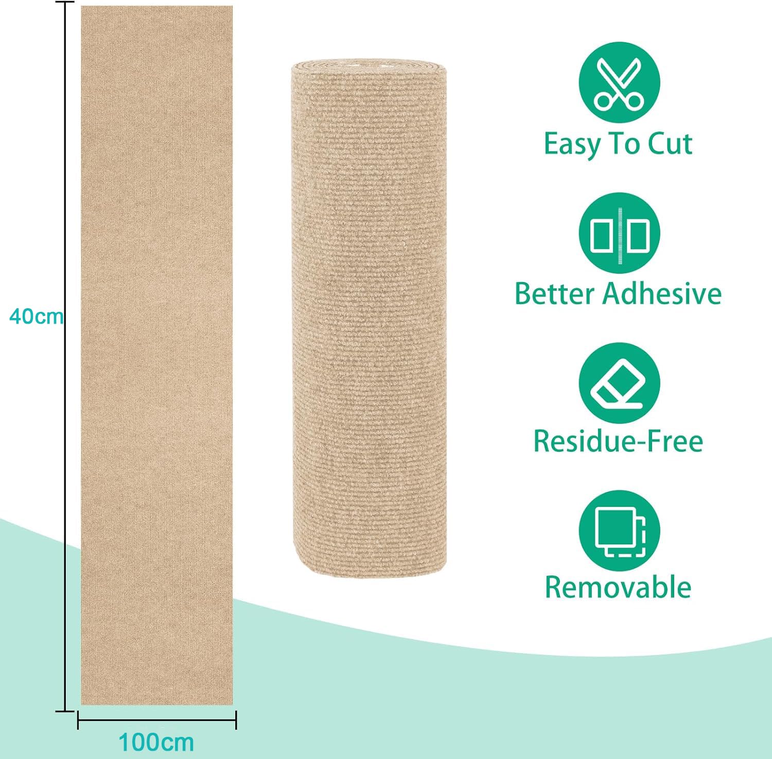Farnirvana Tappetino Antigraffio Autoadesivo per Gatti, 100 × 40 cm Diy Climbing Cat Scratcher, Protezione Divano Graffi Gatto,Tiragraffi Divano,Proteggi Divano Gatti Graff per Tappeti Divani Mobili