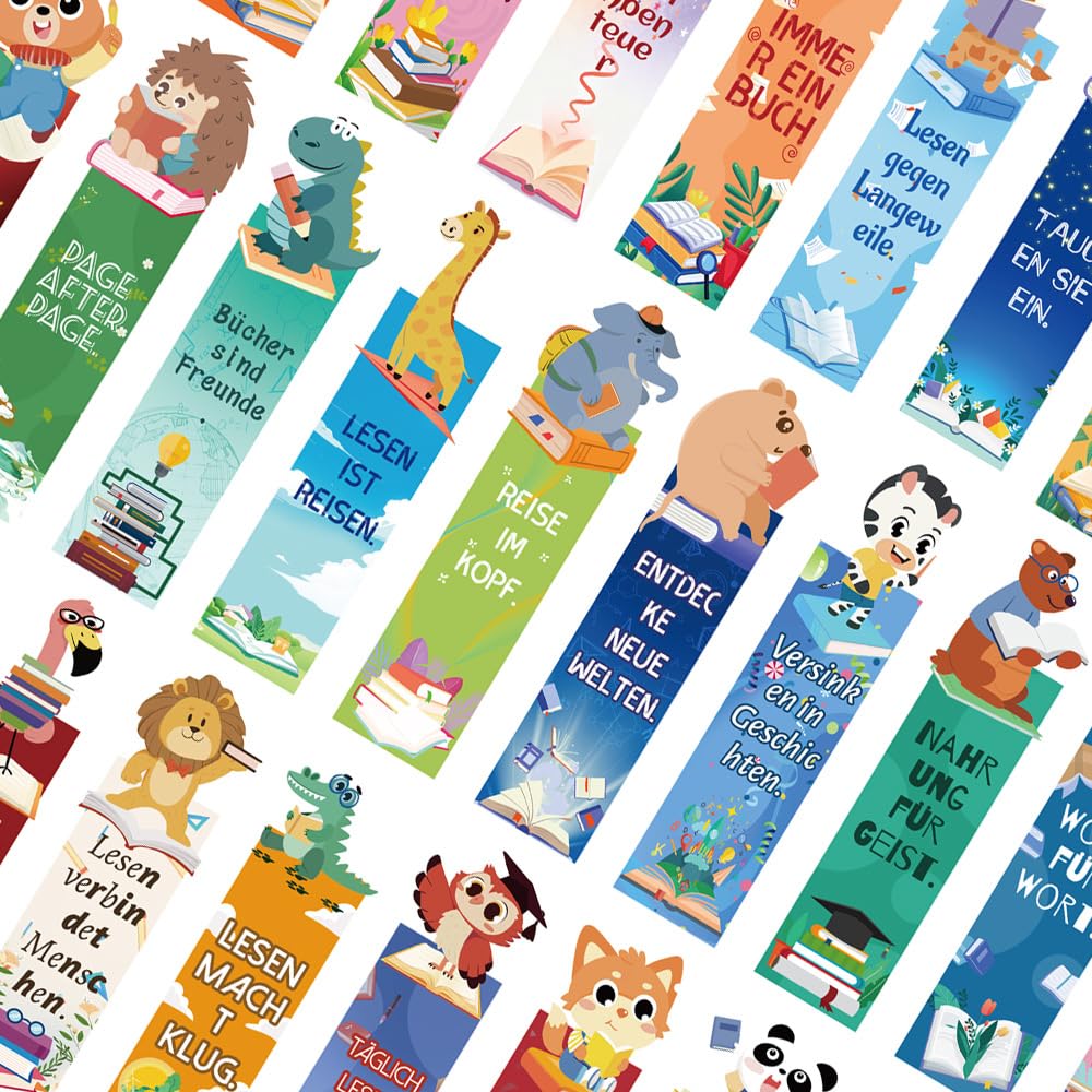 Pack Of 30 Animal Bookmarks Children, Funny Animal Motifs Bookmarks - View #12